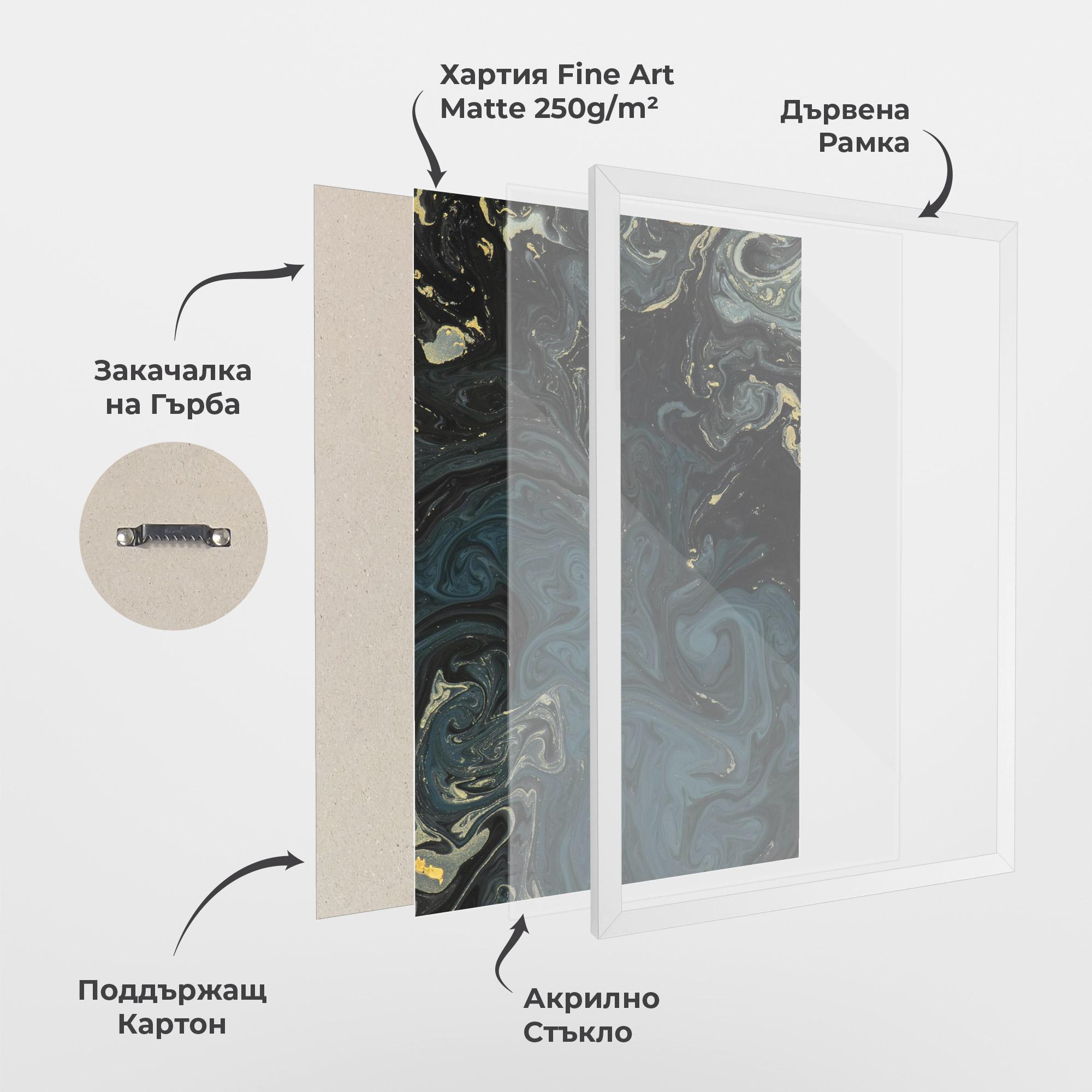 Рамкиран постер Dark Blue Marble mockup 1