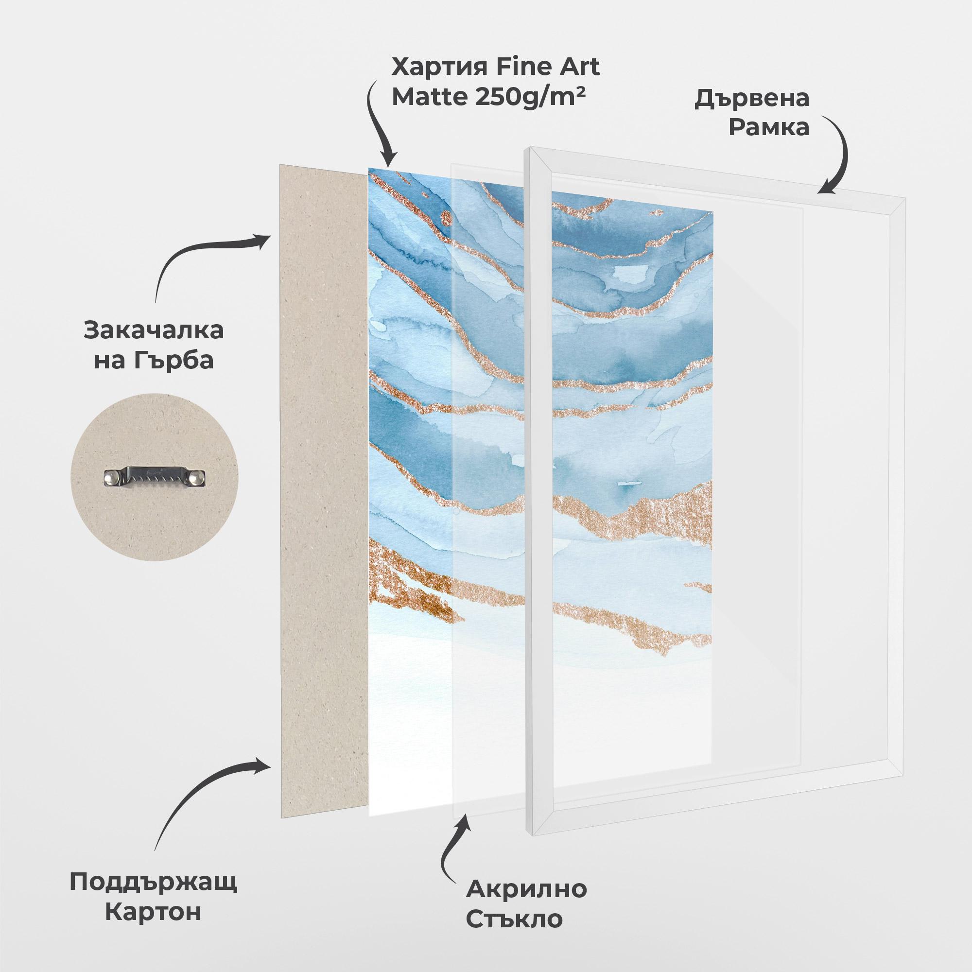 Рамкиран постер Golden Glitter Blue mockup 1