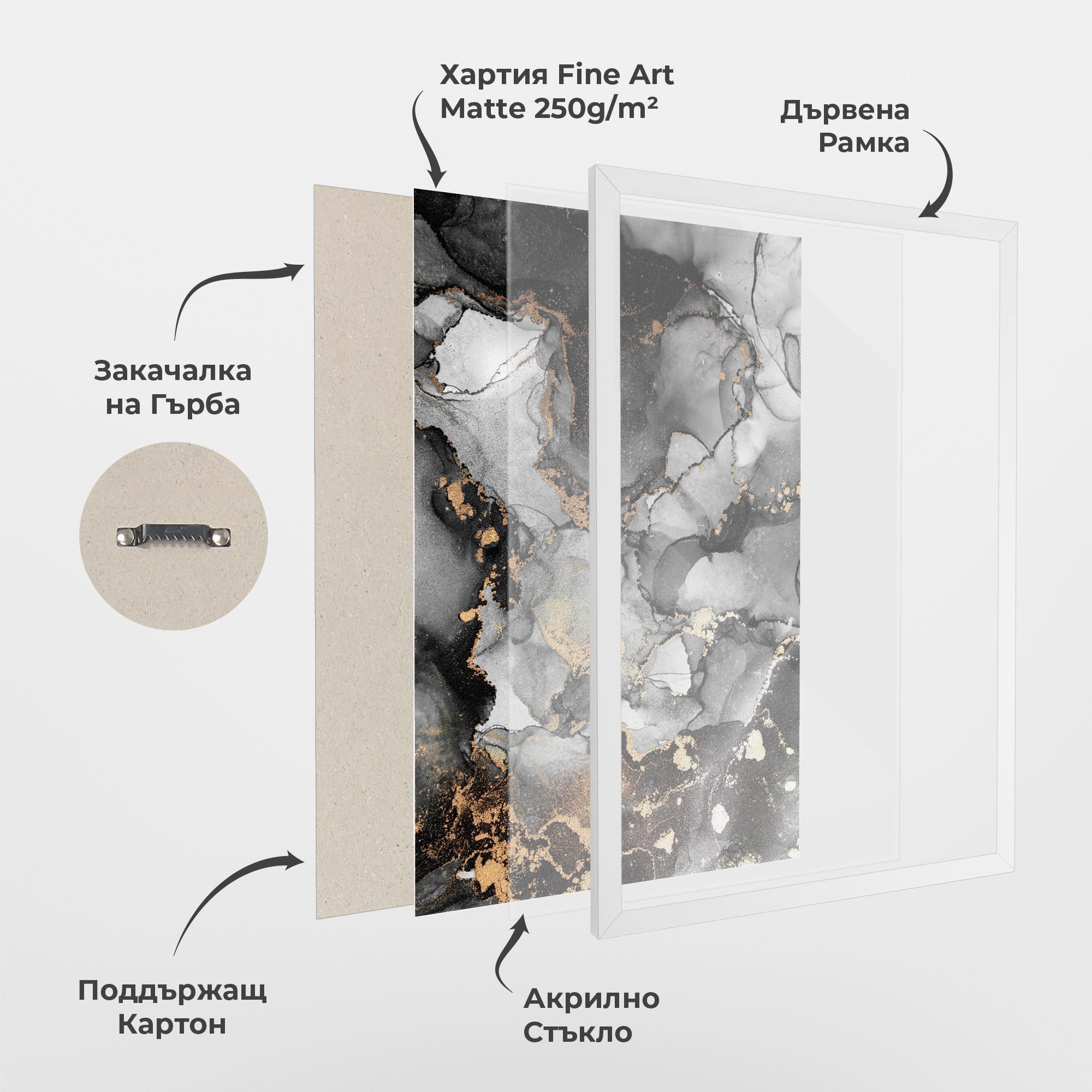 Рамкиран постер Grey Gold Marble mockup 1