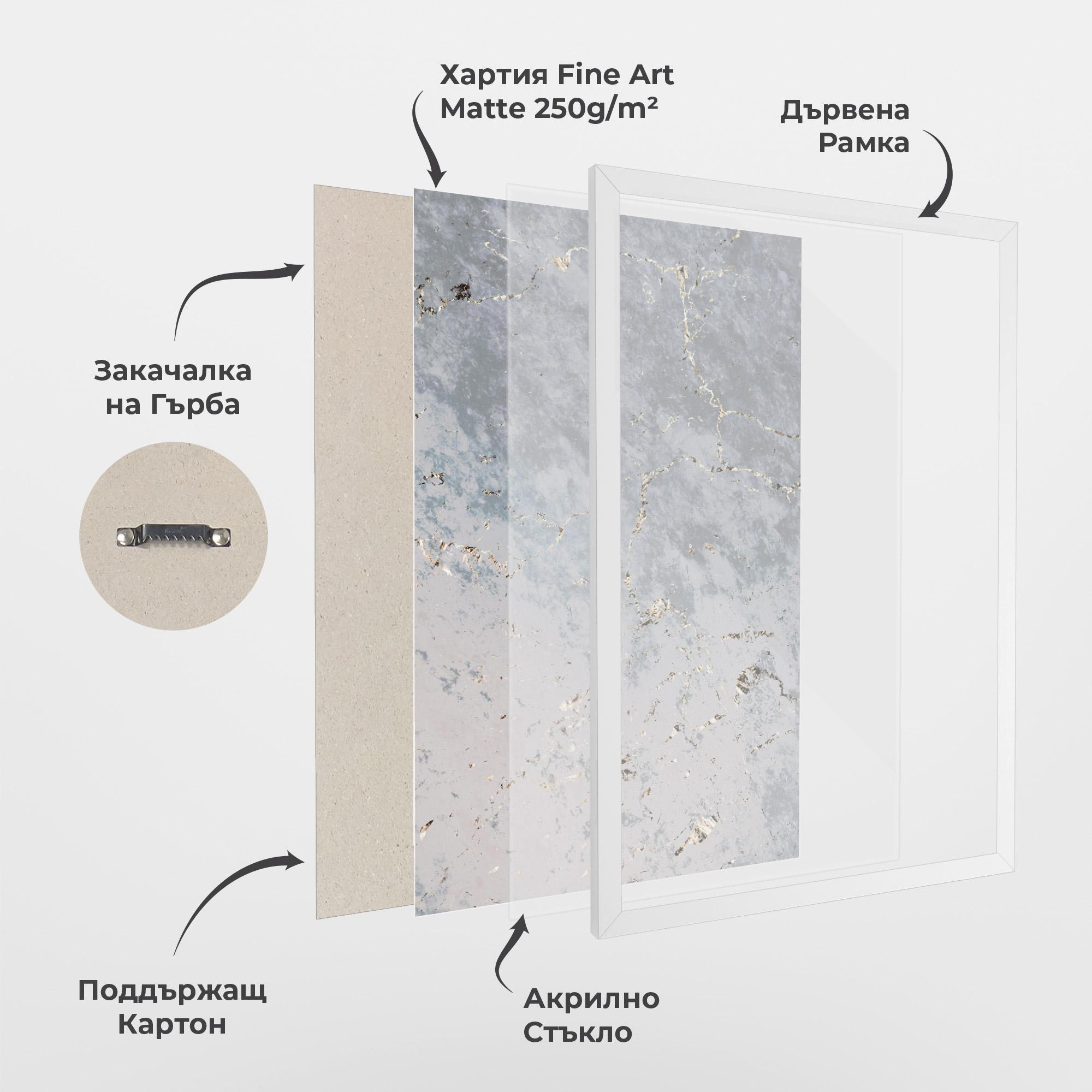 Рамкиран постер Light Blue Golden Lines mockup 1