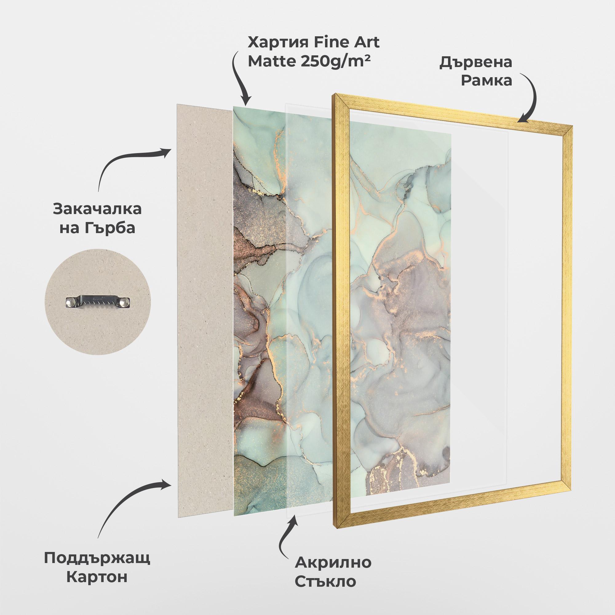 Рамкиран постер Abstract Turquoise Marble mockup 1