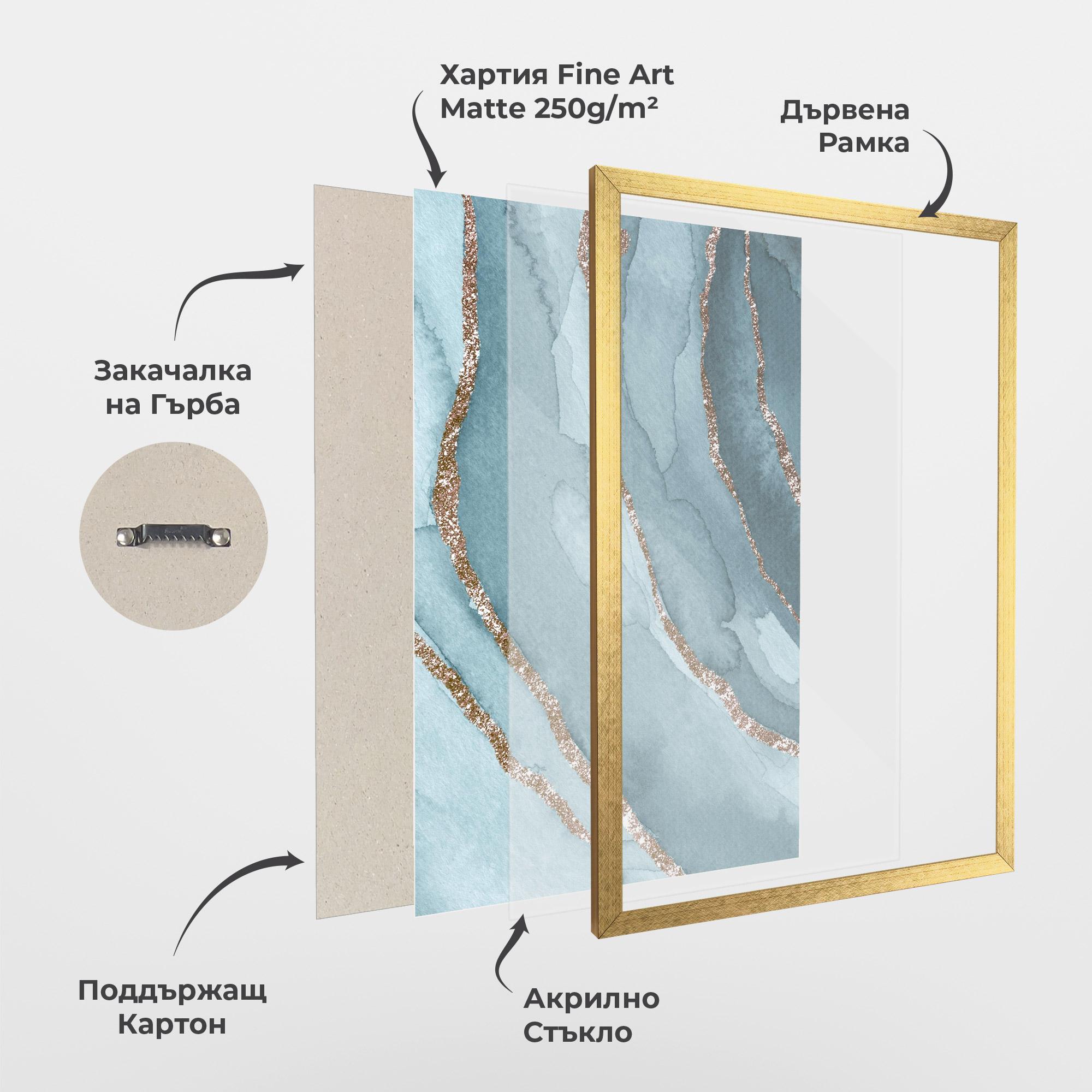 Рамкиран постер Blue Golden Glitter mockup 1