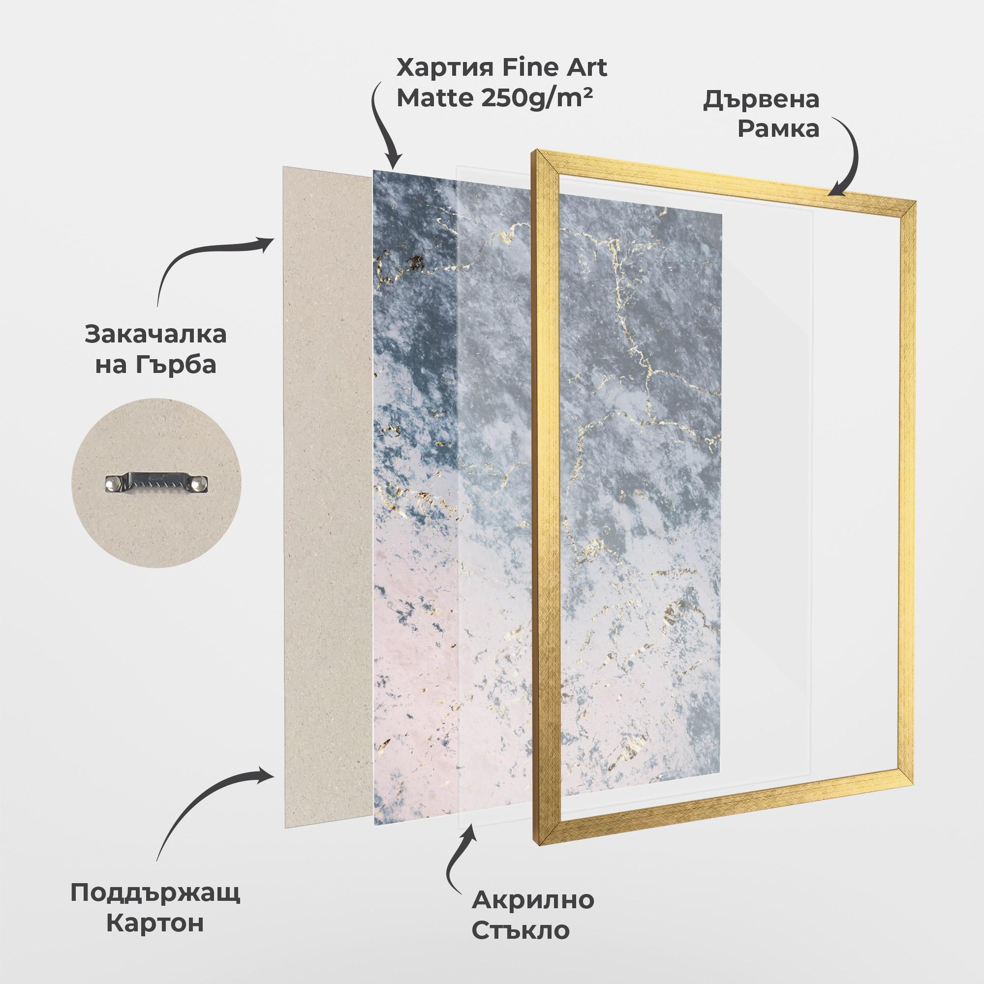 Рамкиран постер Blue Golden Lines mockup 1