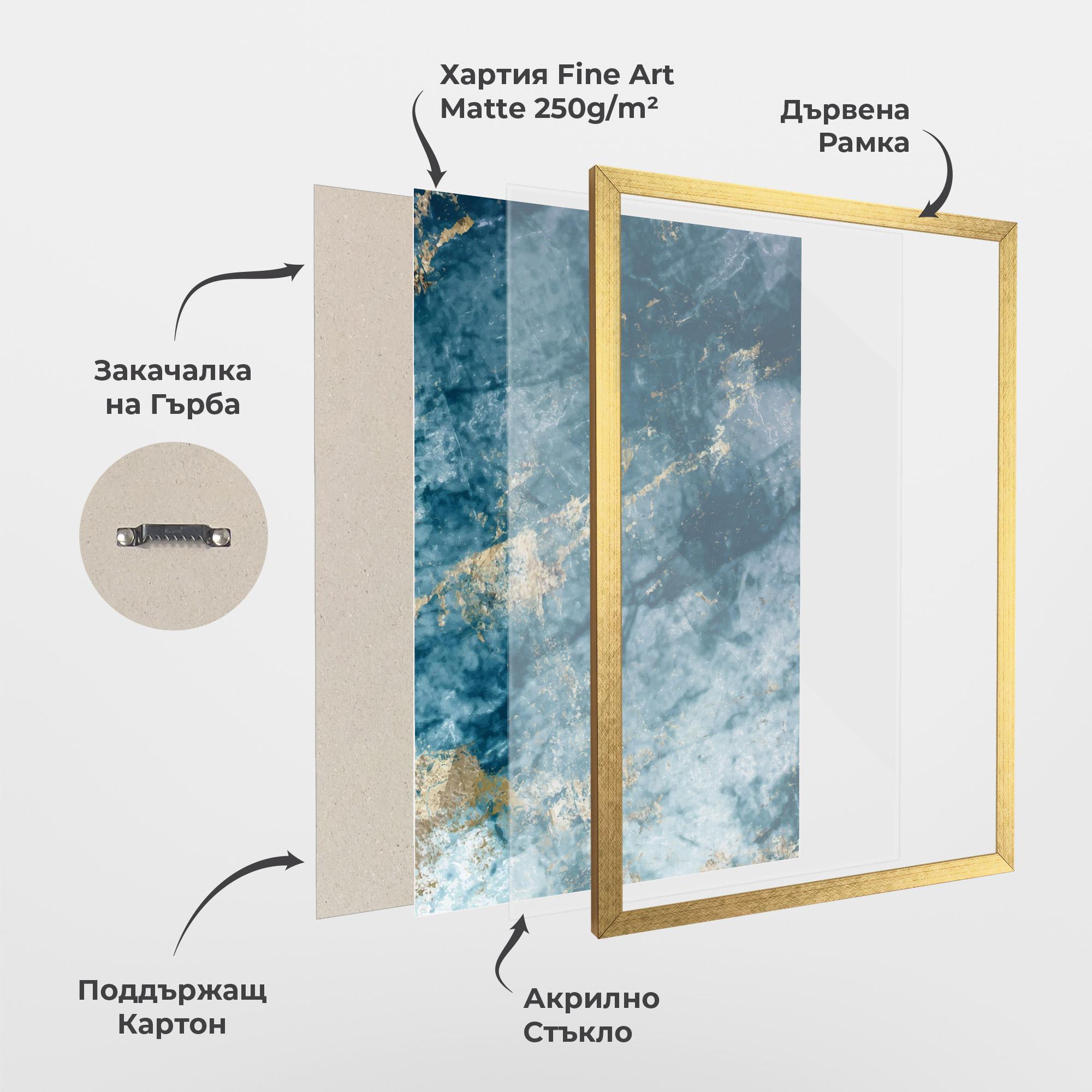 Рамкиран постер Blue Water Marble mockup 1