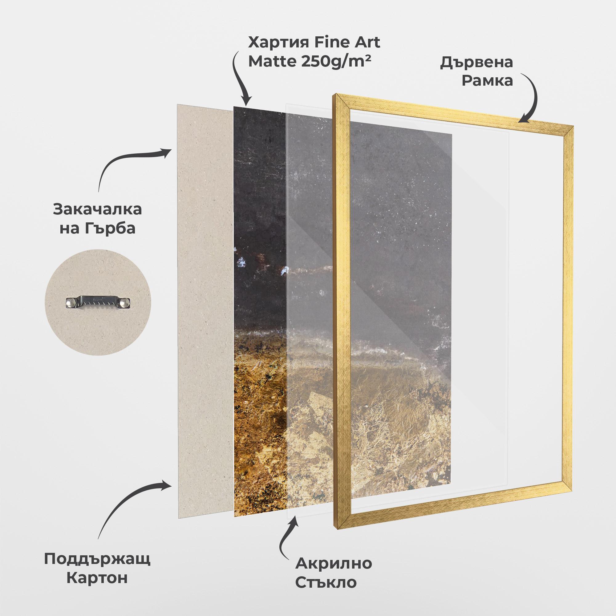 Рамкиран постер Gold Dark Grey mockup 1