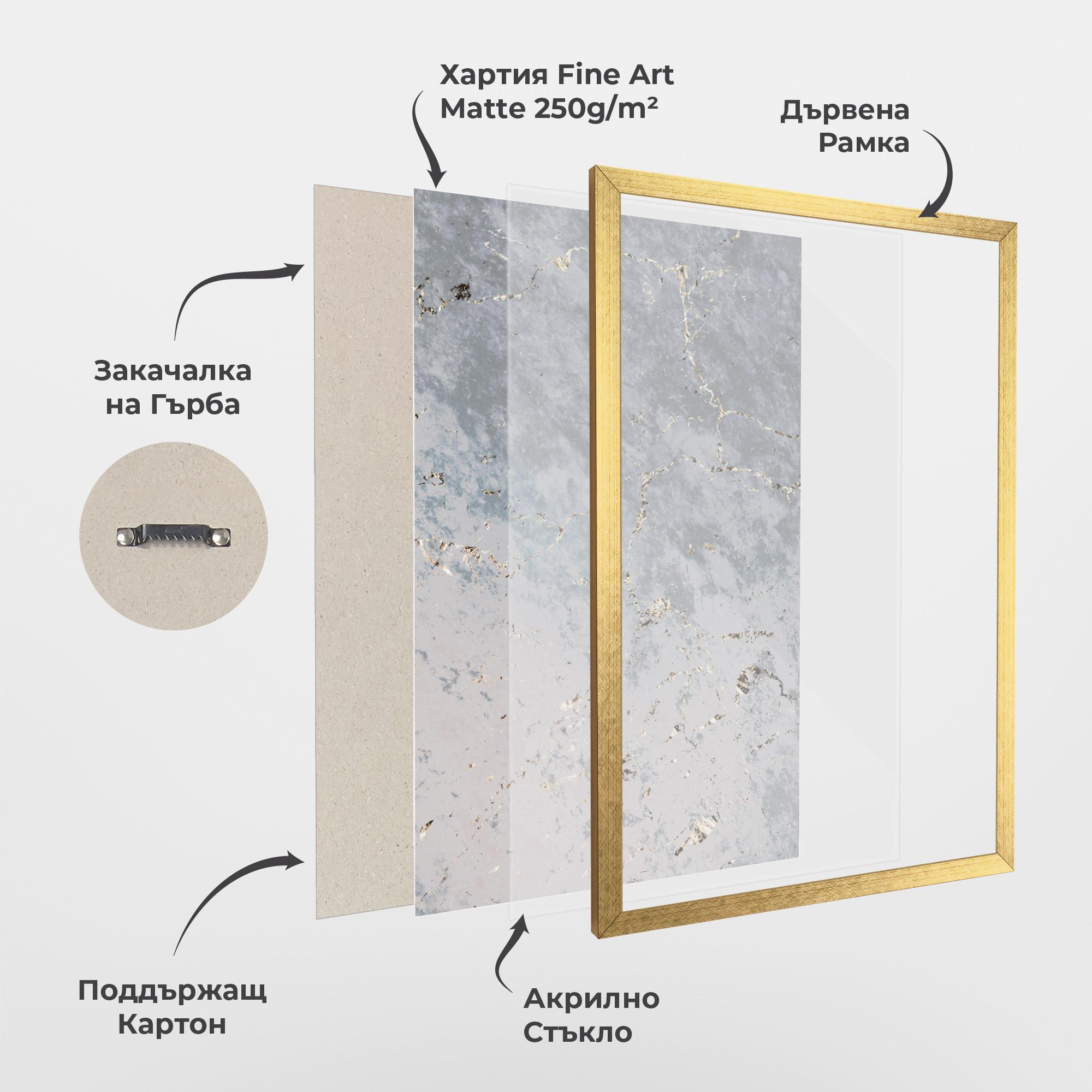 Рамкиран постер Light Blue Golden Lines mockup 1