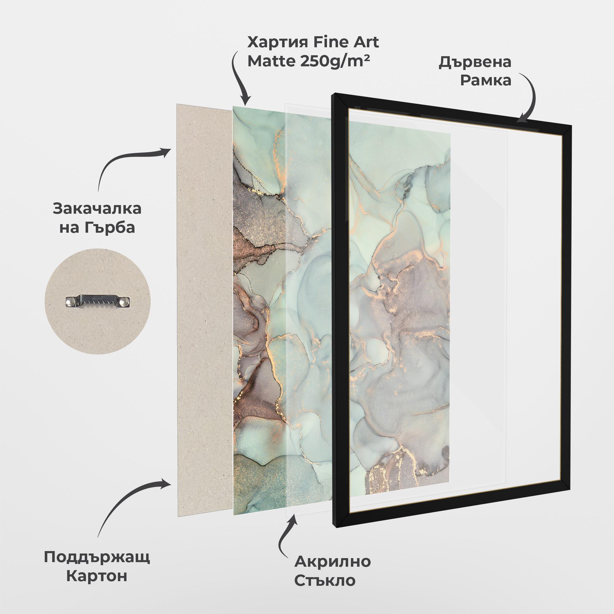 Рамкиран постер Abstract Turquoise Marble mockup 1