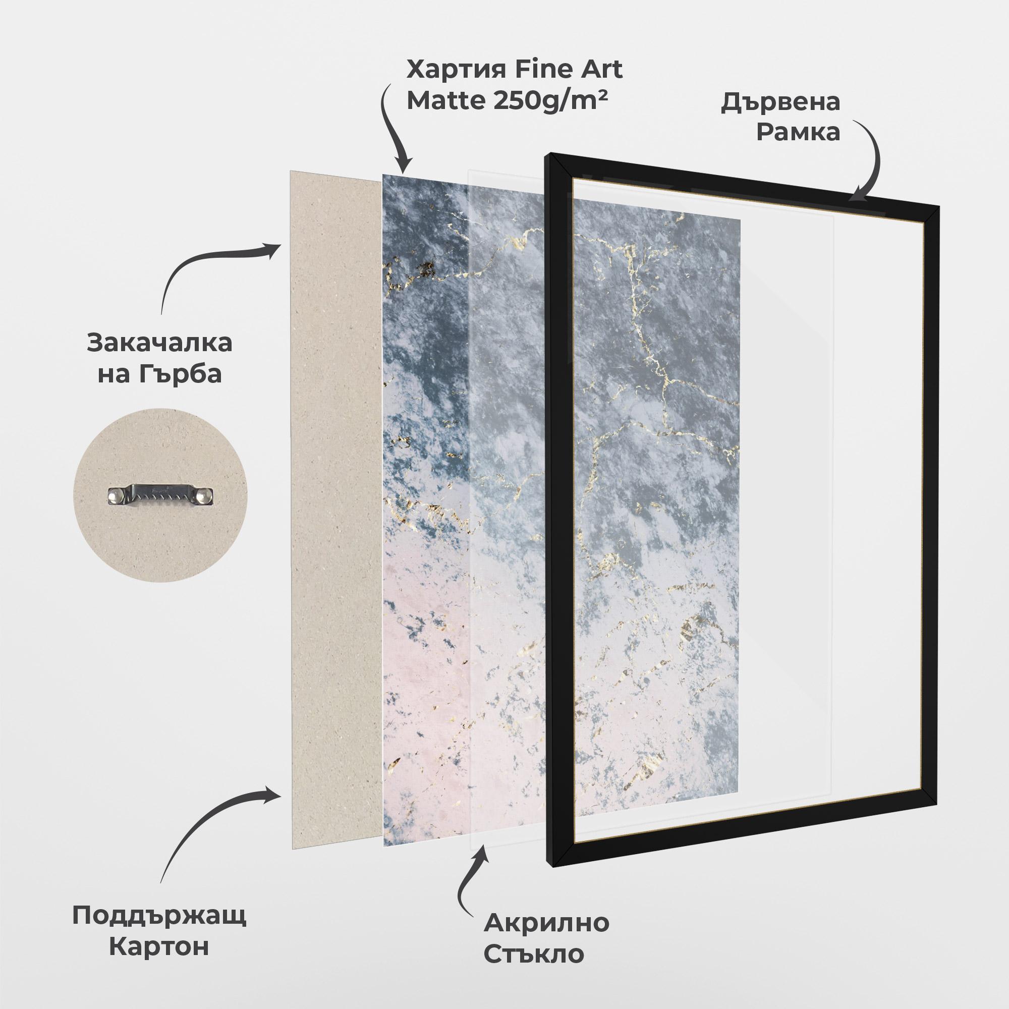 Рамкиран постер Blue Golden Lines mockup 1