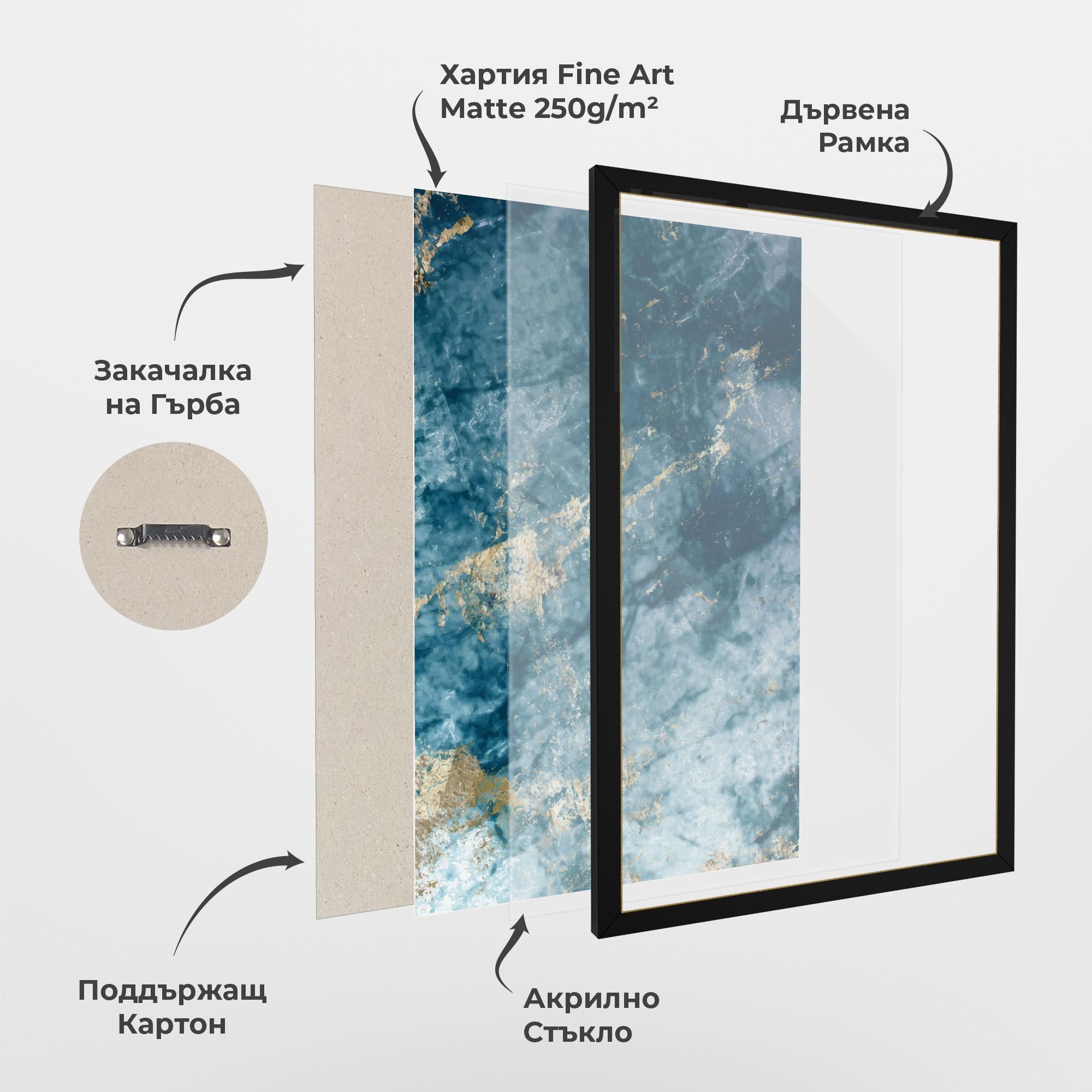 Рамкиран постер Blue Water Marble mockup 1