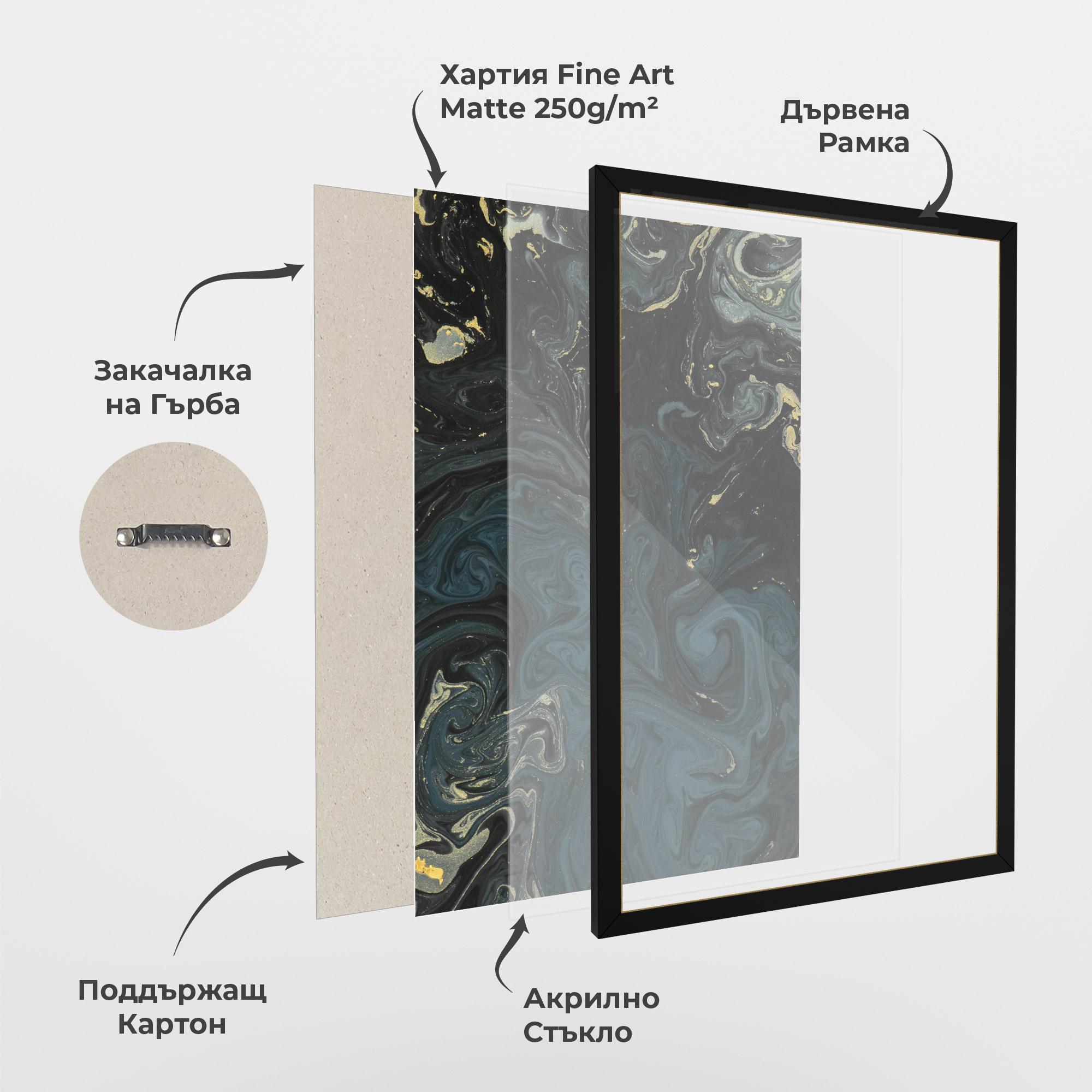 Рамкиран постер Dark Blue Marble mockup 1