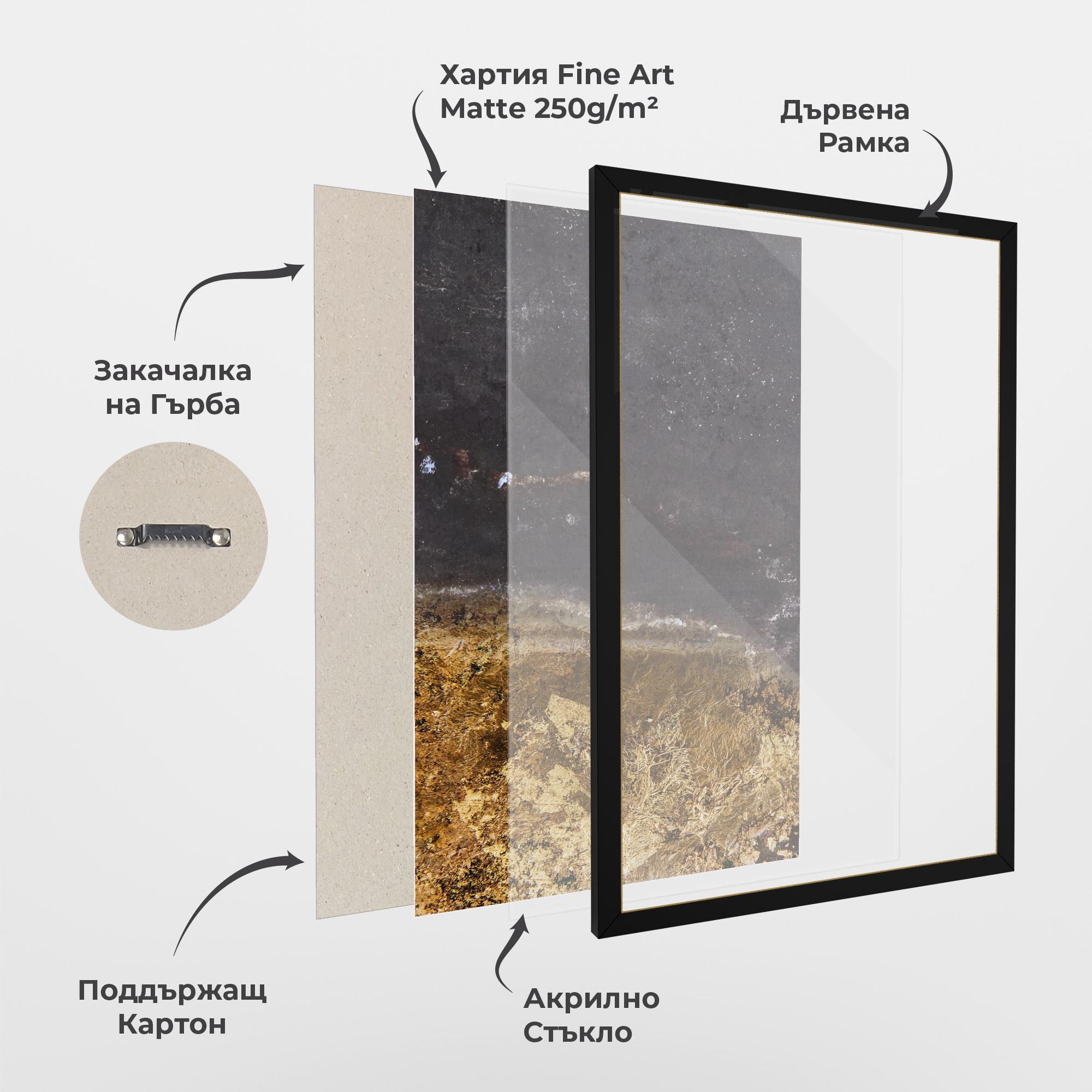 Рамкиран постер Gold Dark Grey mockup 1