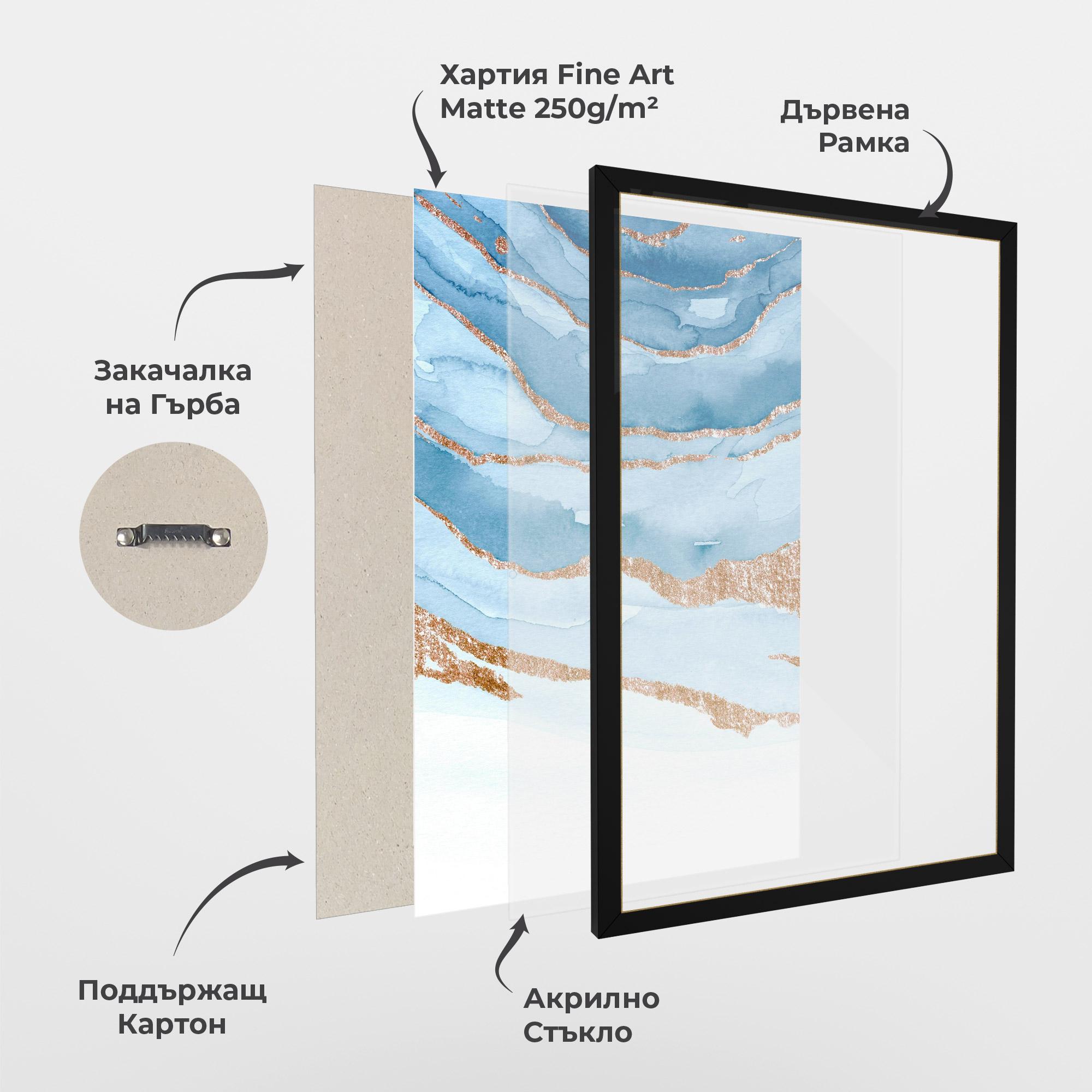 Рамкиран постер Golden Glitter Blue mockup 1