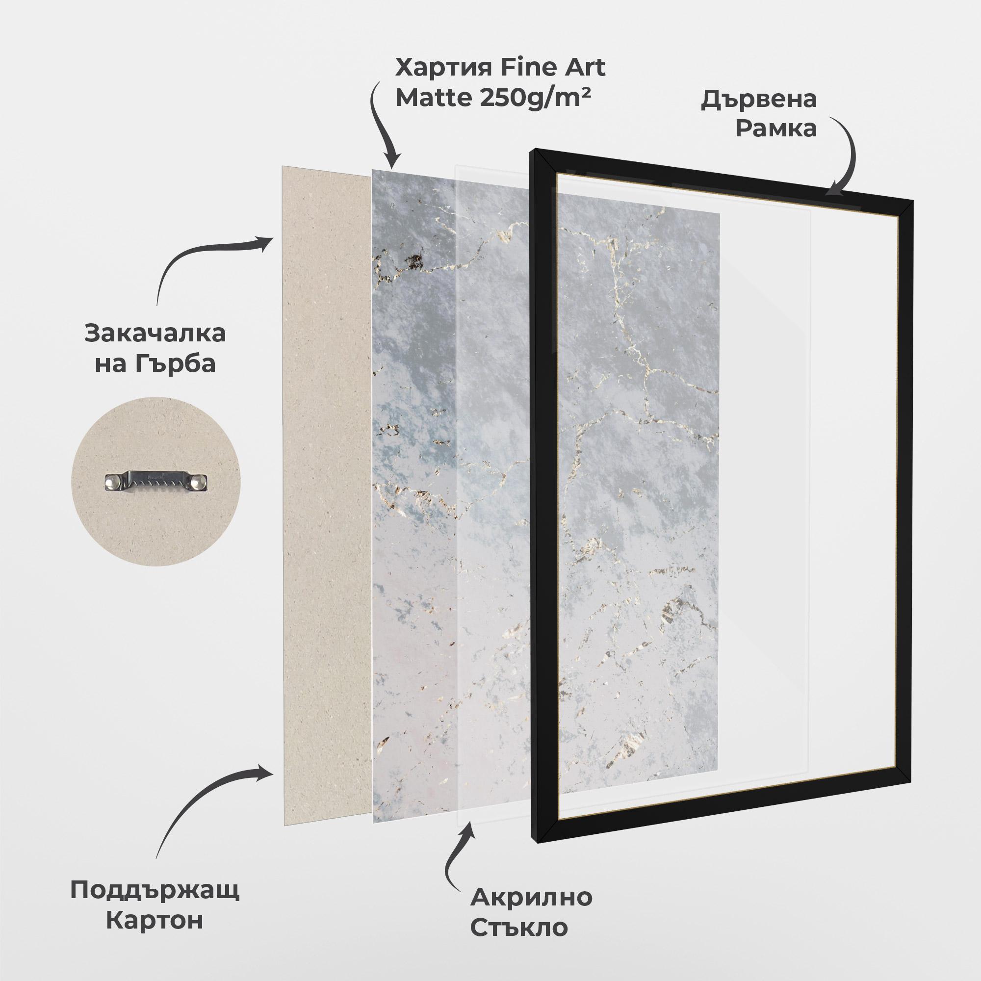 Рамкиран постер Light Blue Golden Lines mockup 1