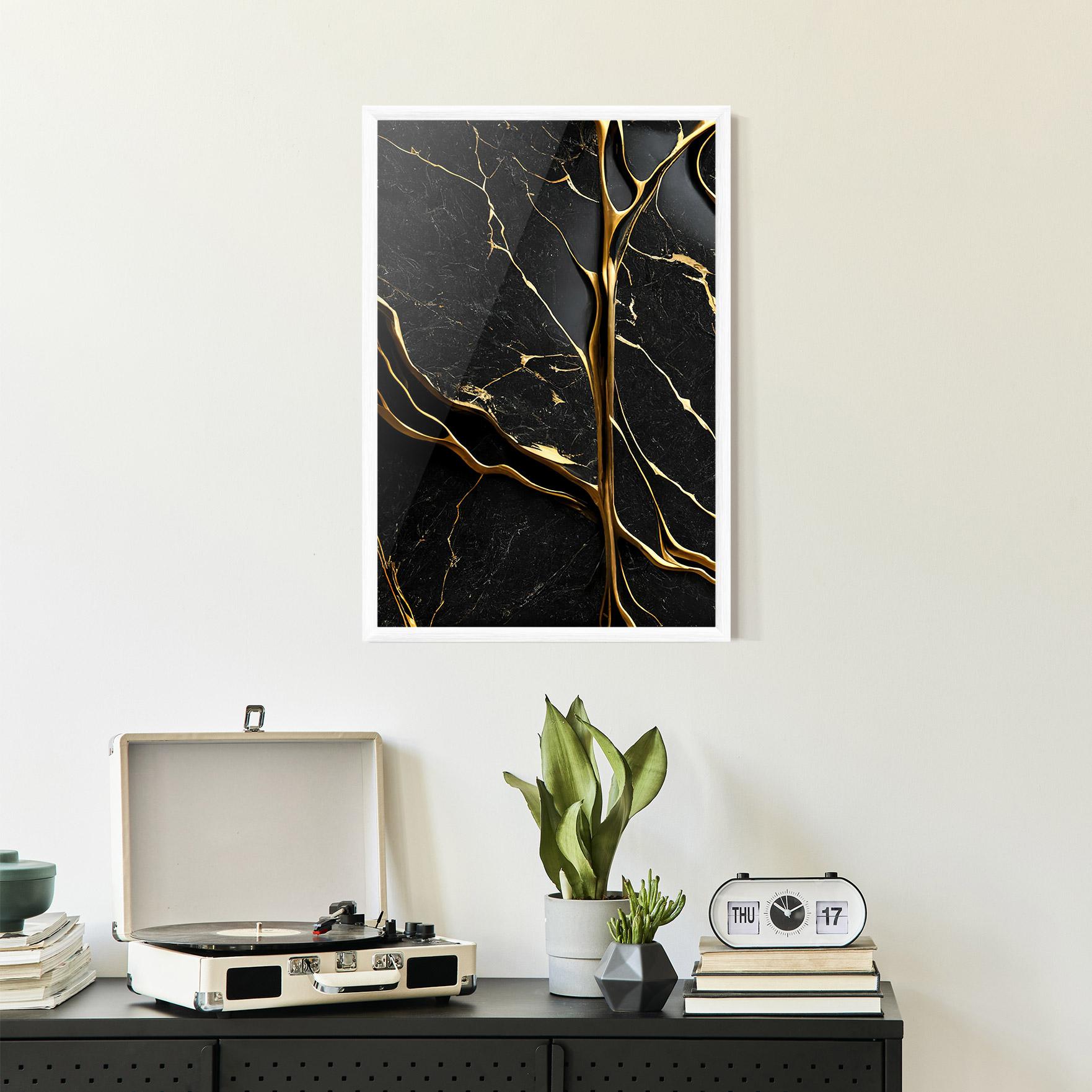 Рамкиран постер Black Square Marble mockup 2