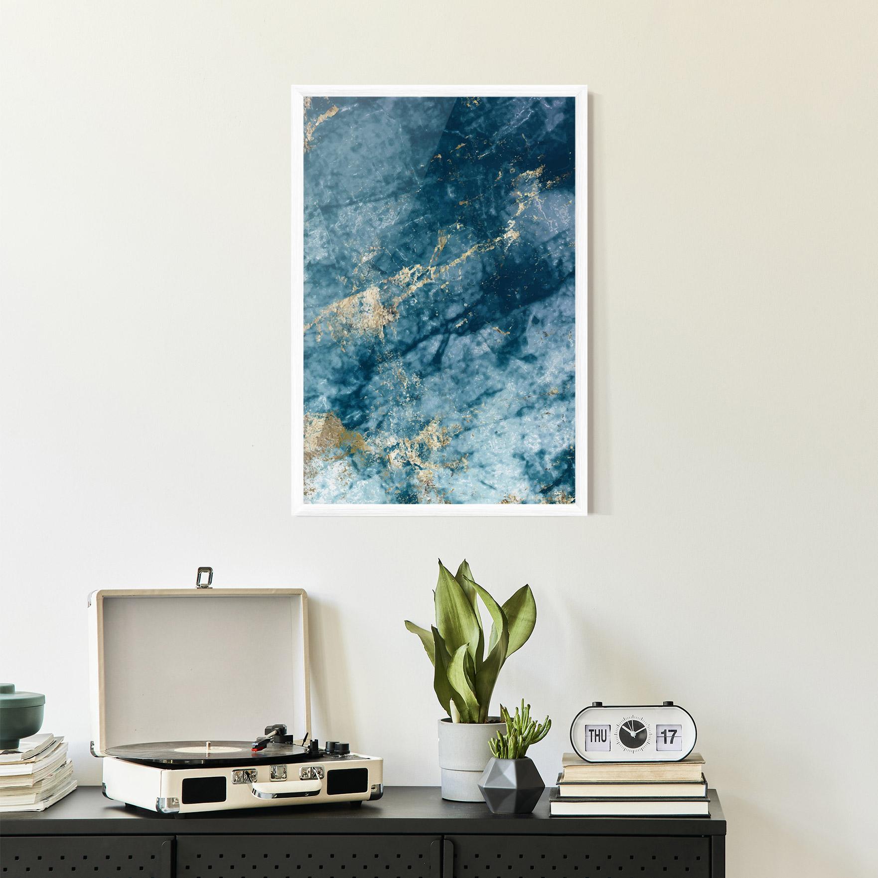 Рамкиран постер Blue Water Marble mockup 2