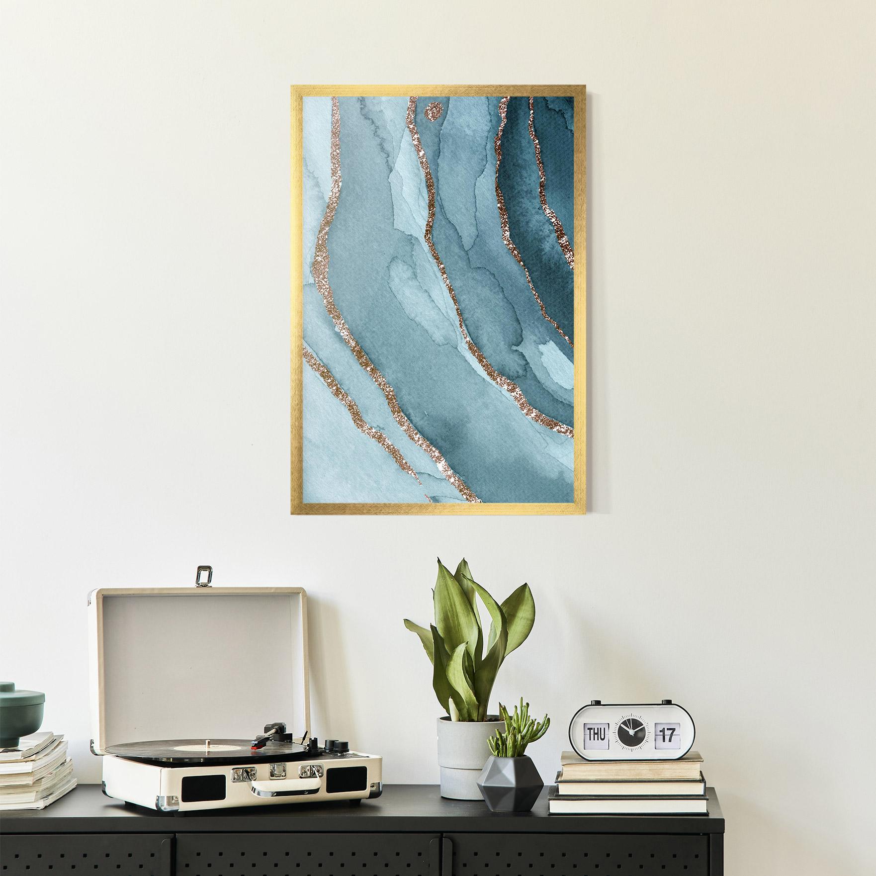 Рамкиран постер Blue Golden Glitter mockup 2