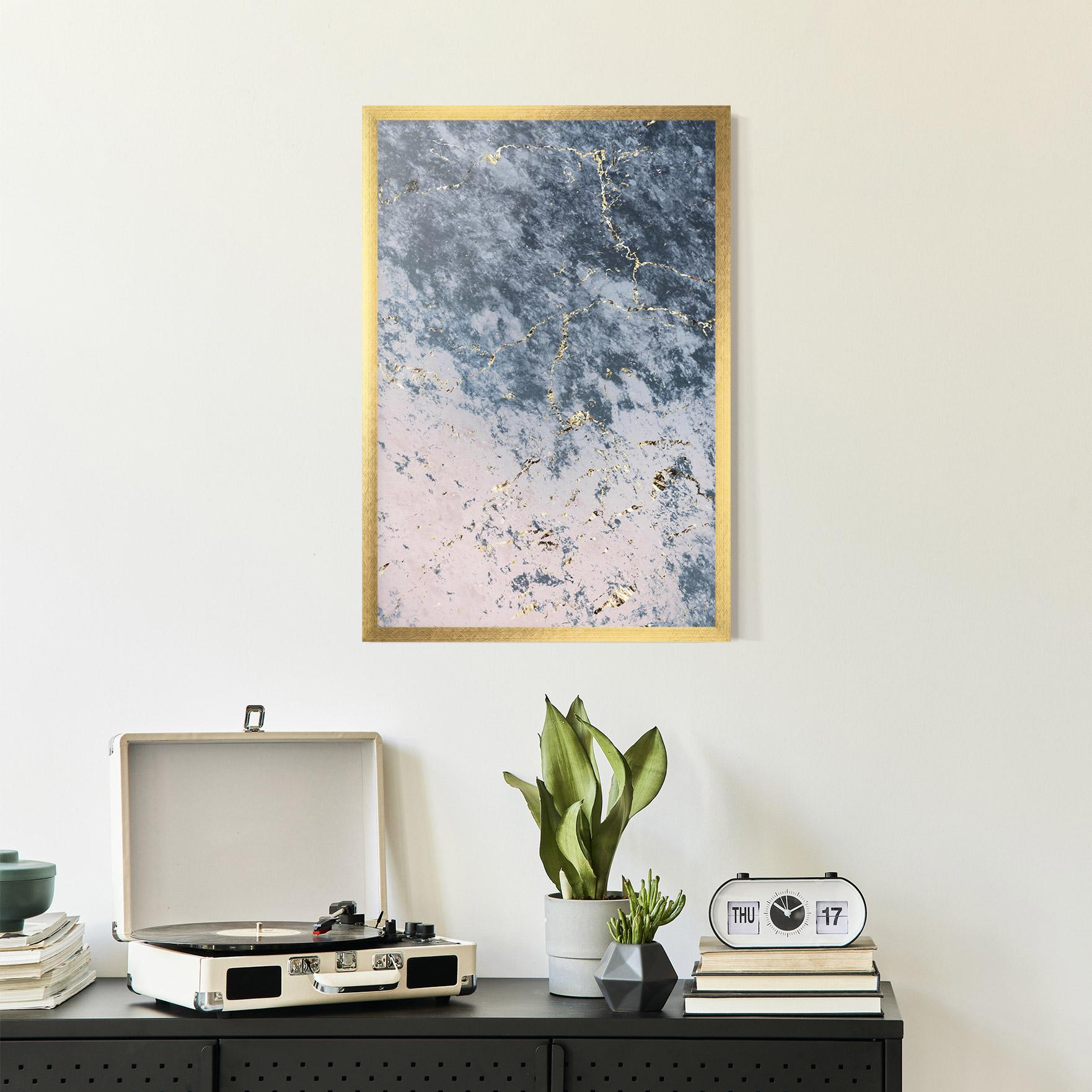 Рамкиран постер Blue Golden Lines mockup 2