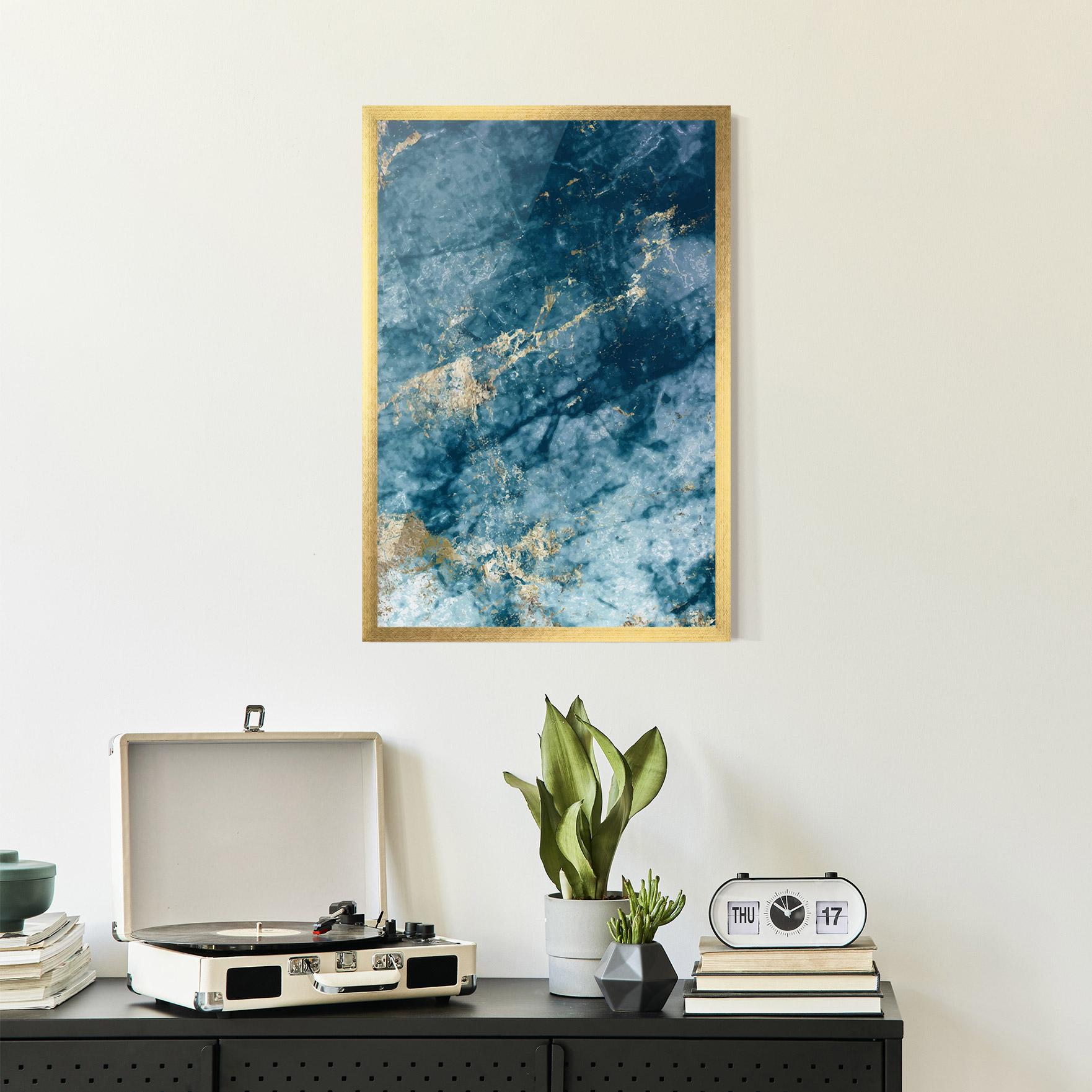 Рамкиран постер Blue Water Marble mockup 2