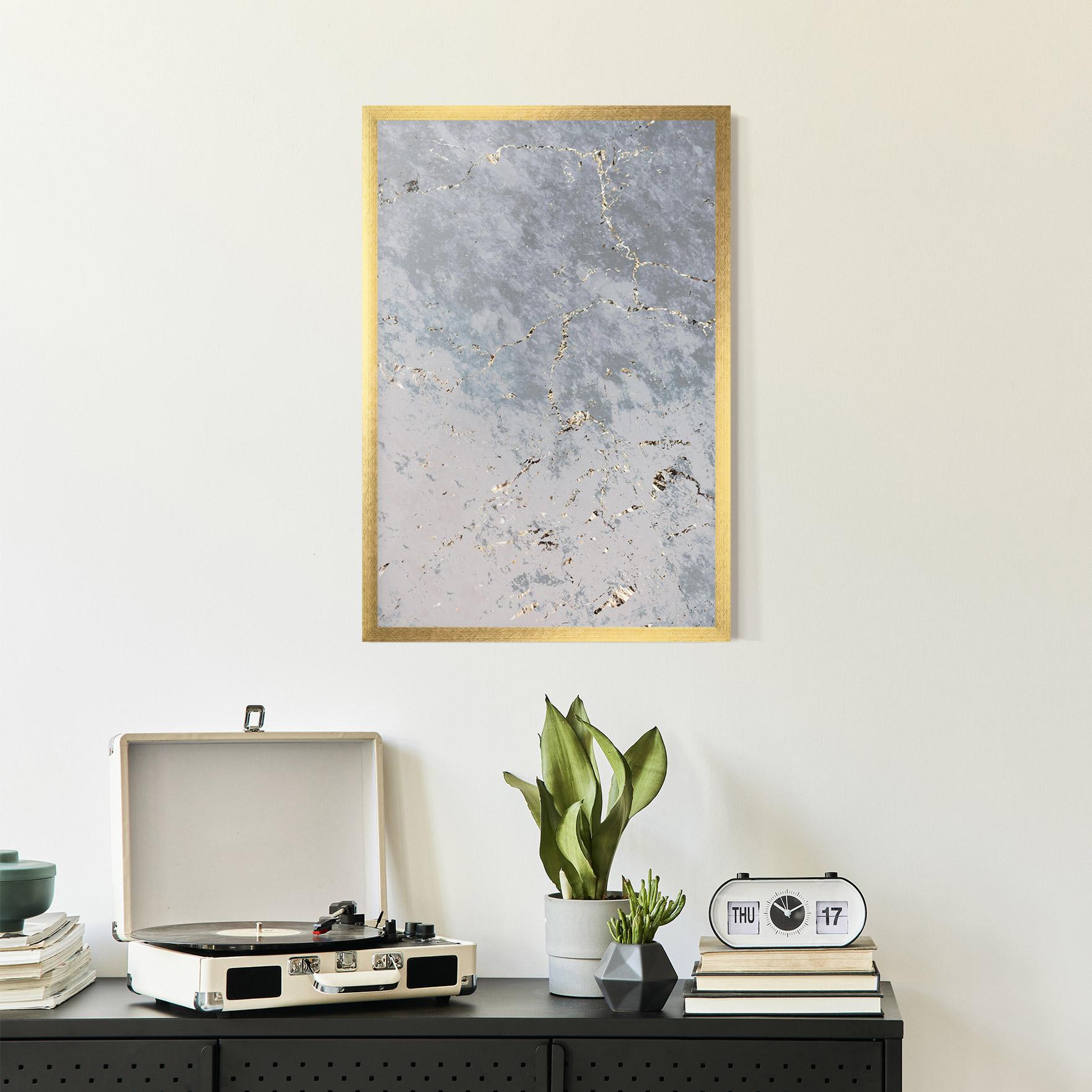 Рамкиран постер Light Blue Golden Lines mockup 2