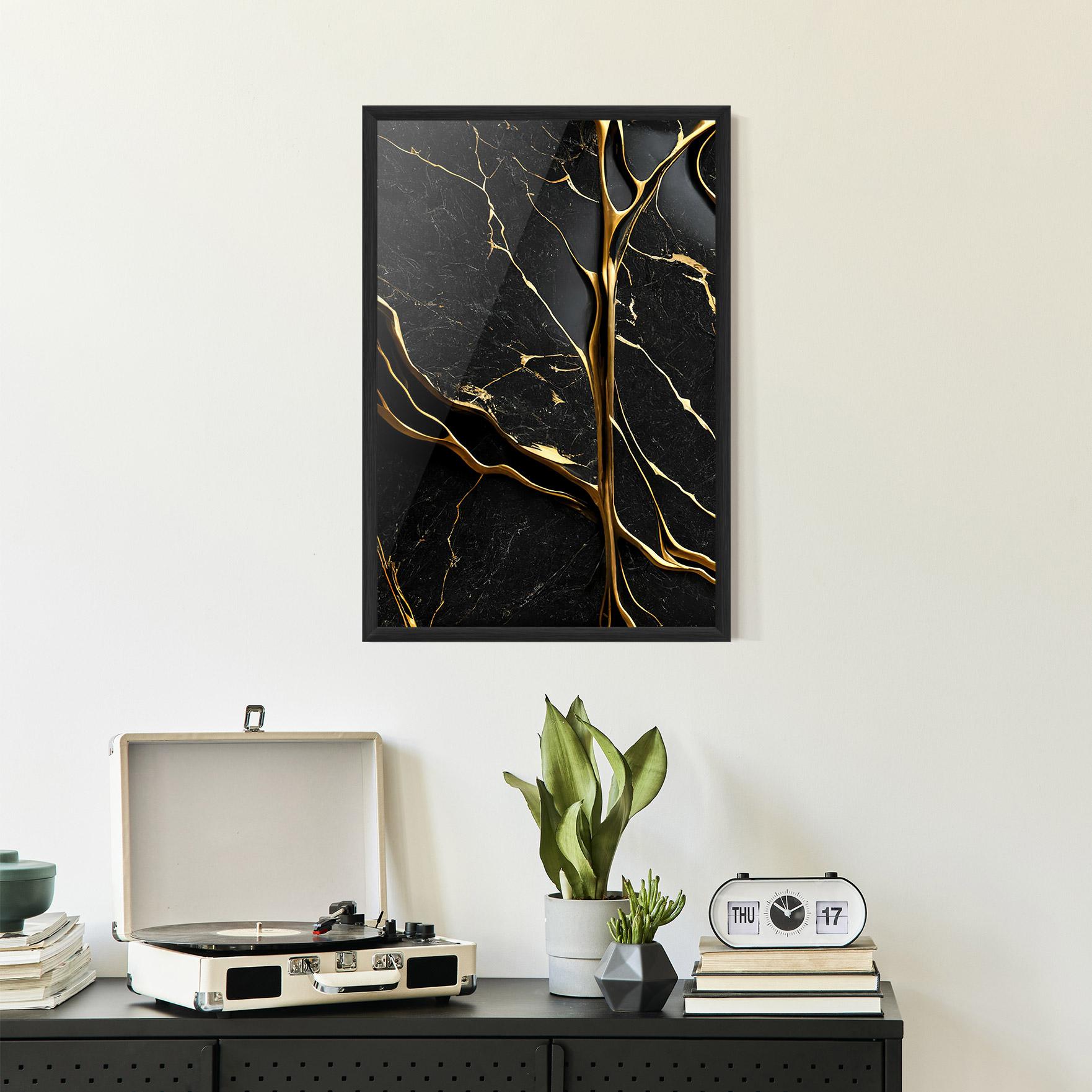 Рамкиран постер Black Square Marble mockup 2