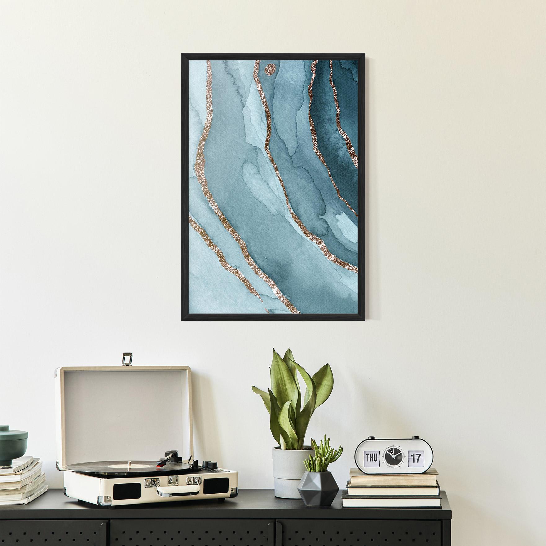 Рамкиран постер Blue Golden Glitter mockup 2