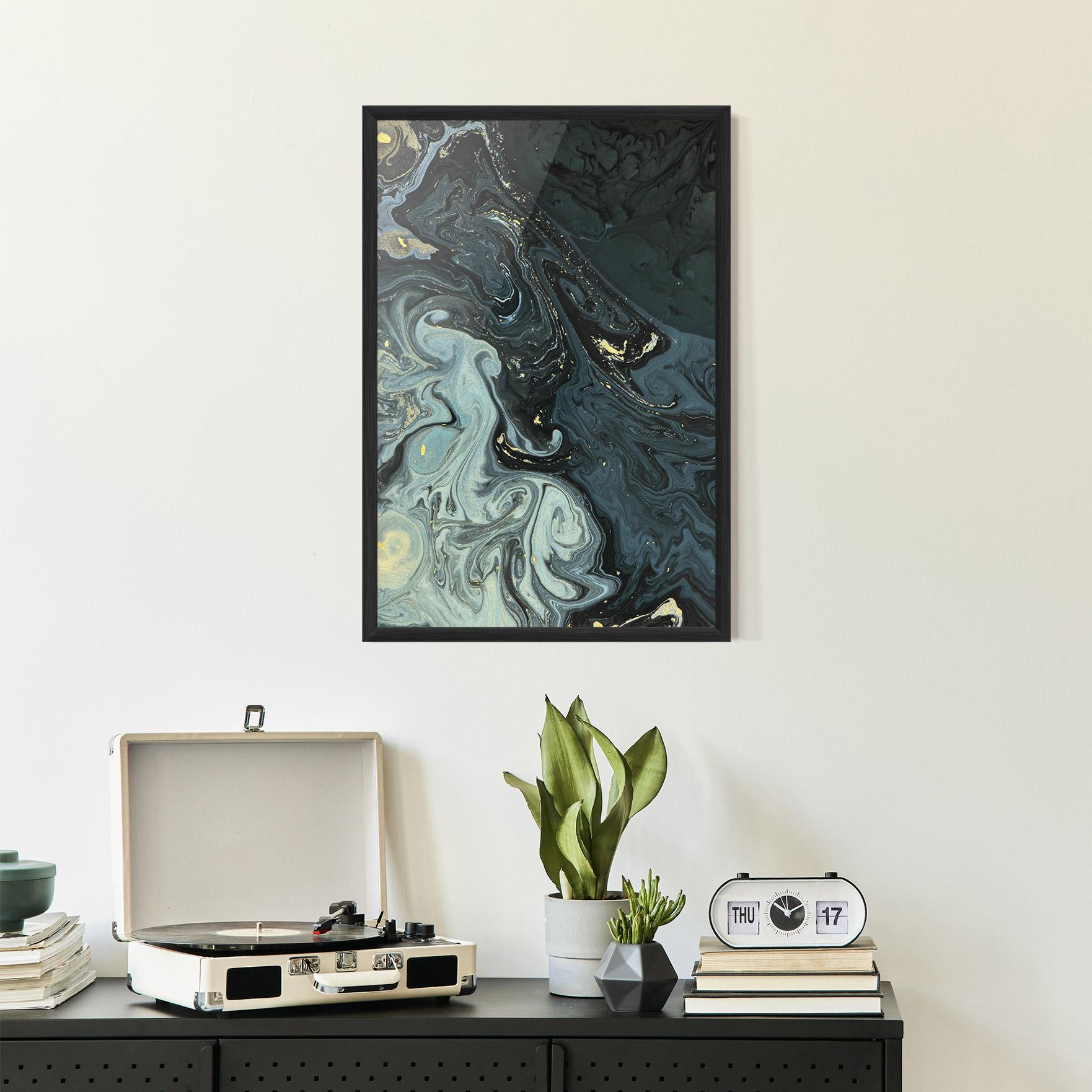 Рамкиран постер Dark Green Painting mockup 2