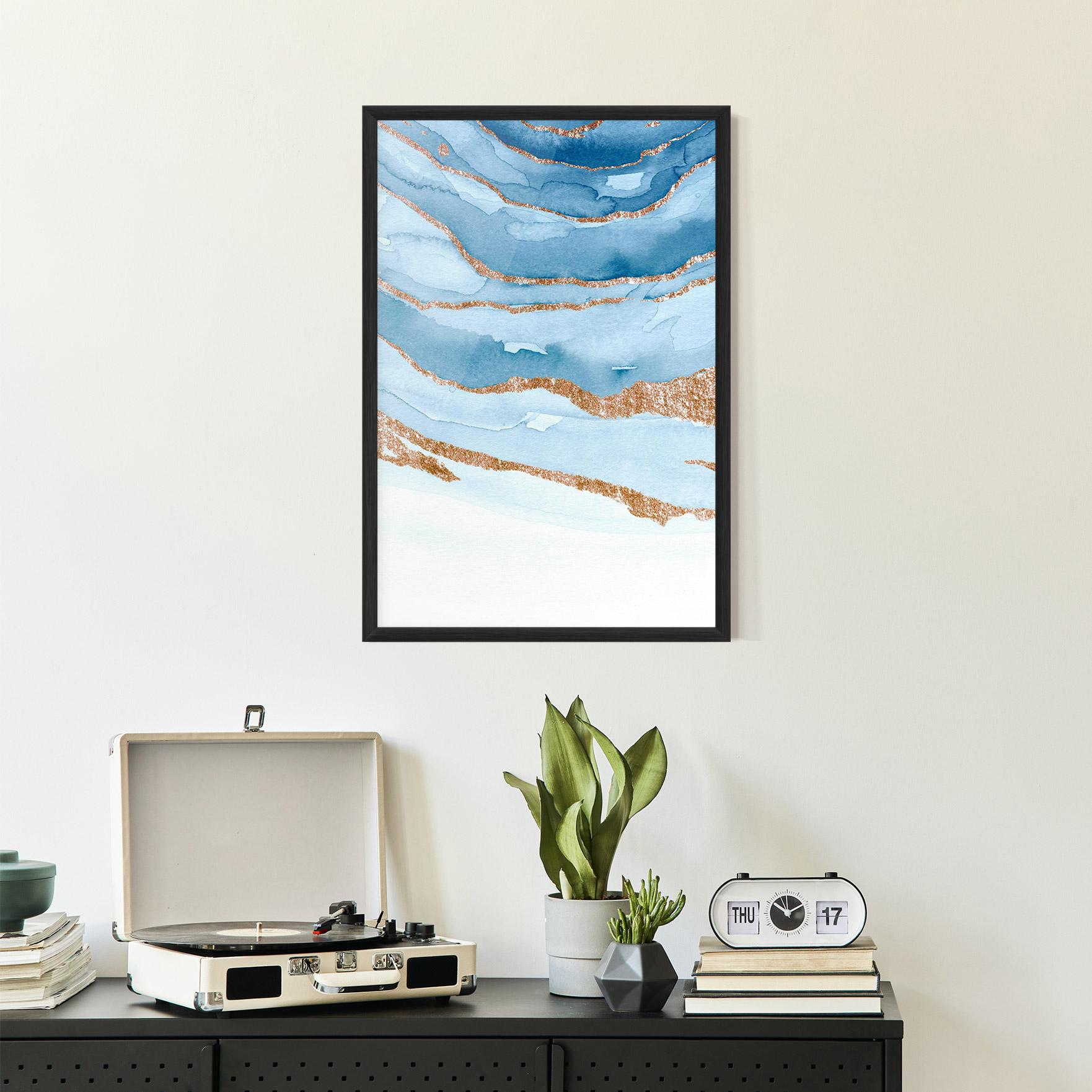 Рамкиран постер Golden Glitter Blue mockup 2