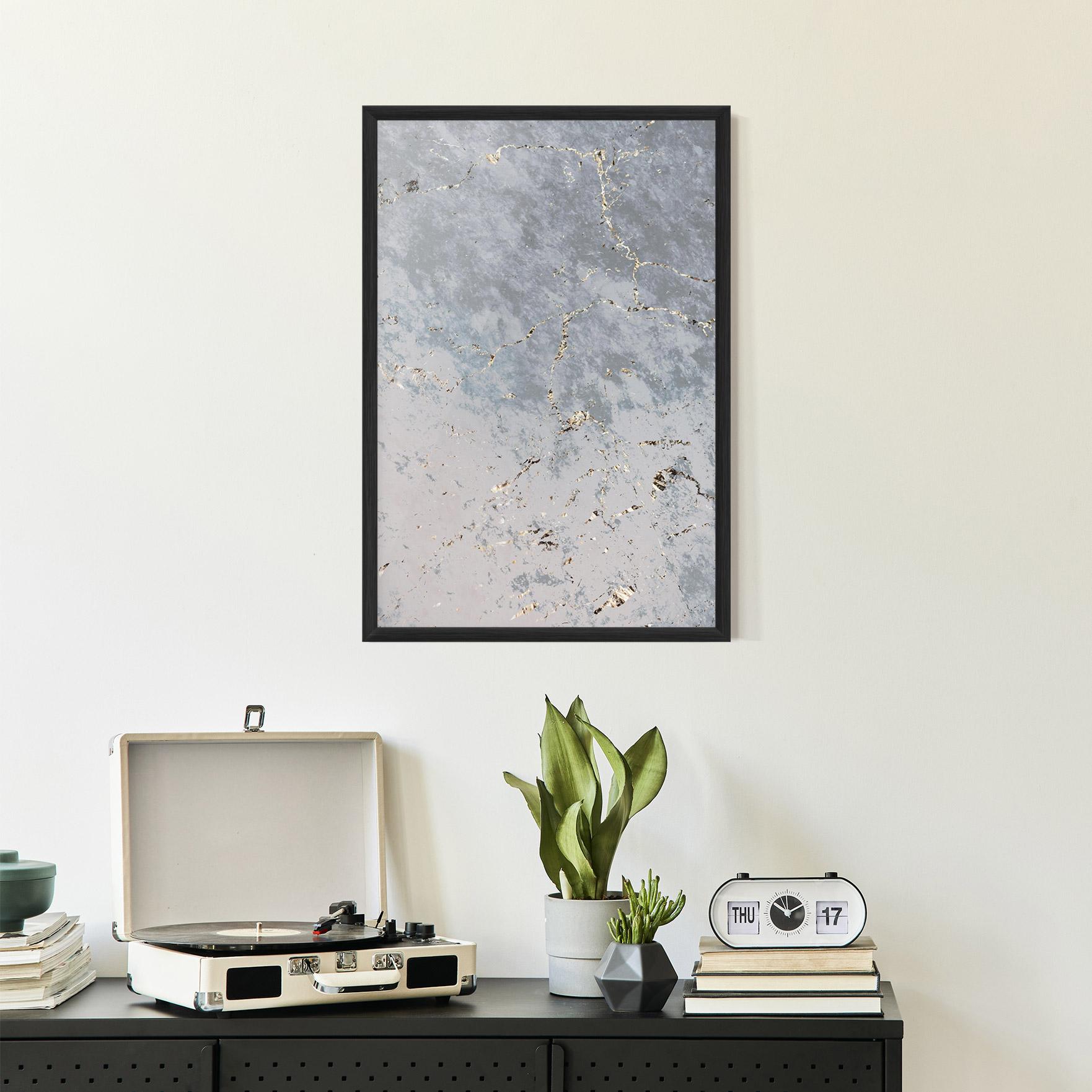 Рамкиран постер Light Blue Golden Lines mockup 2