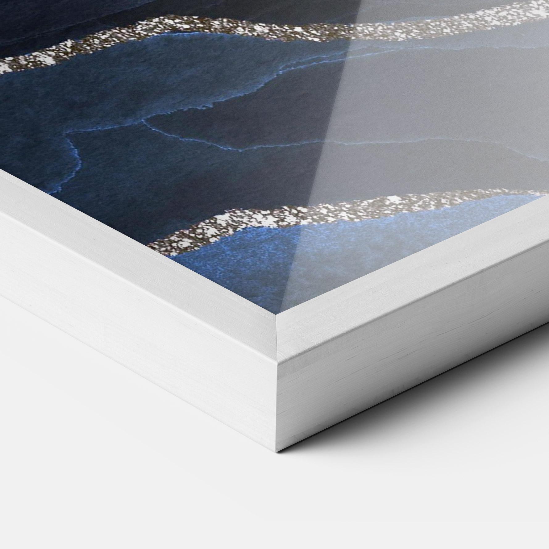 Рамкиран постер Golden Lines With Blue mockup 3