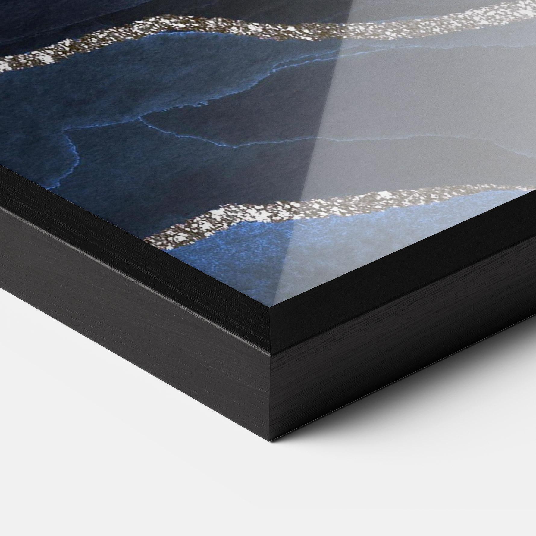 Рамкиран постер Golden Lines With Blue mockup 3