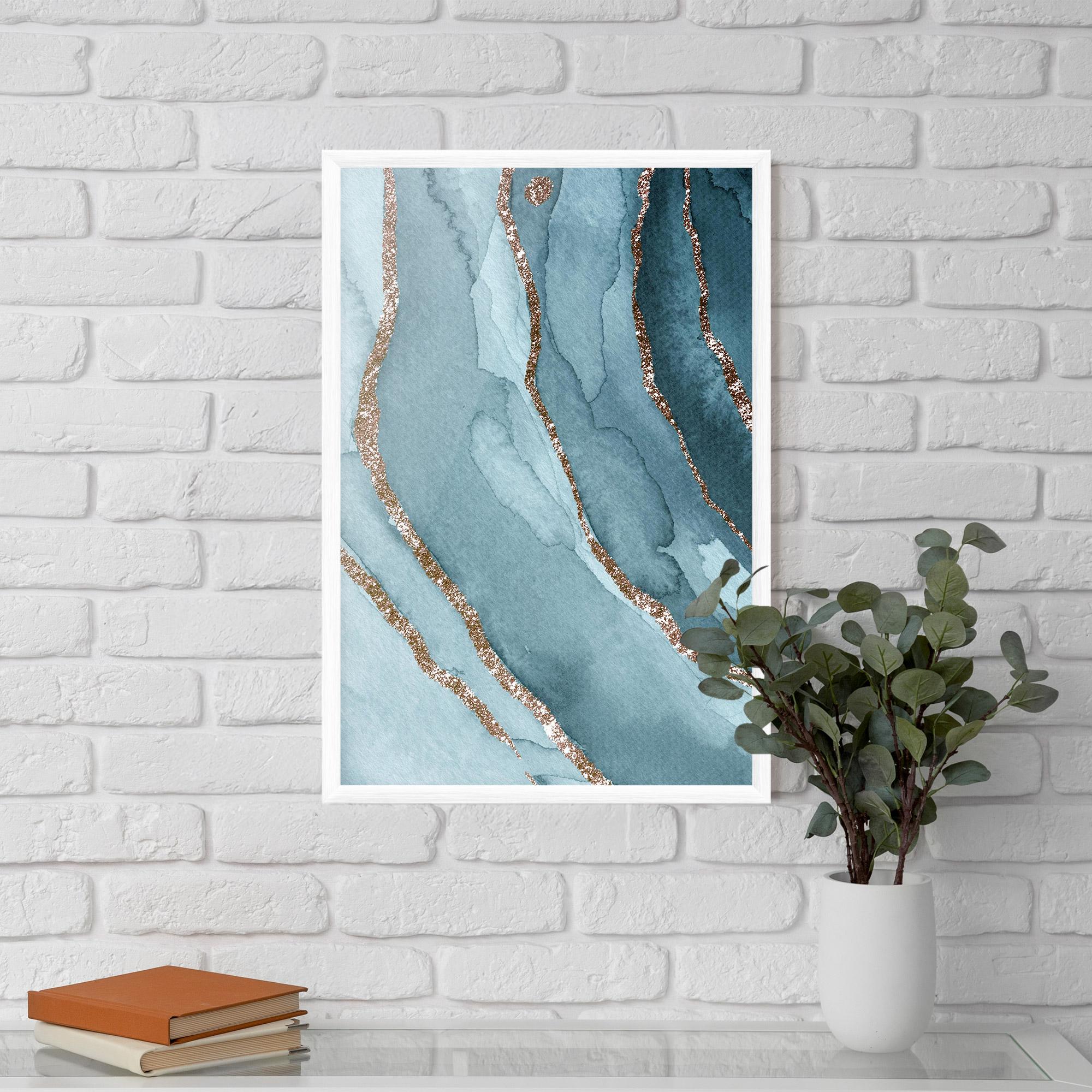 Рамкиран постер Blue Golden Glitter mockup 5