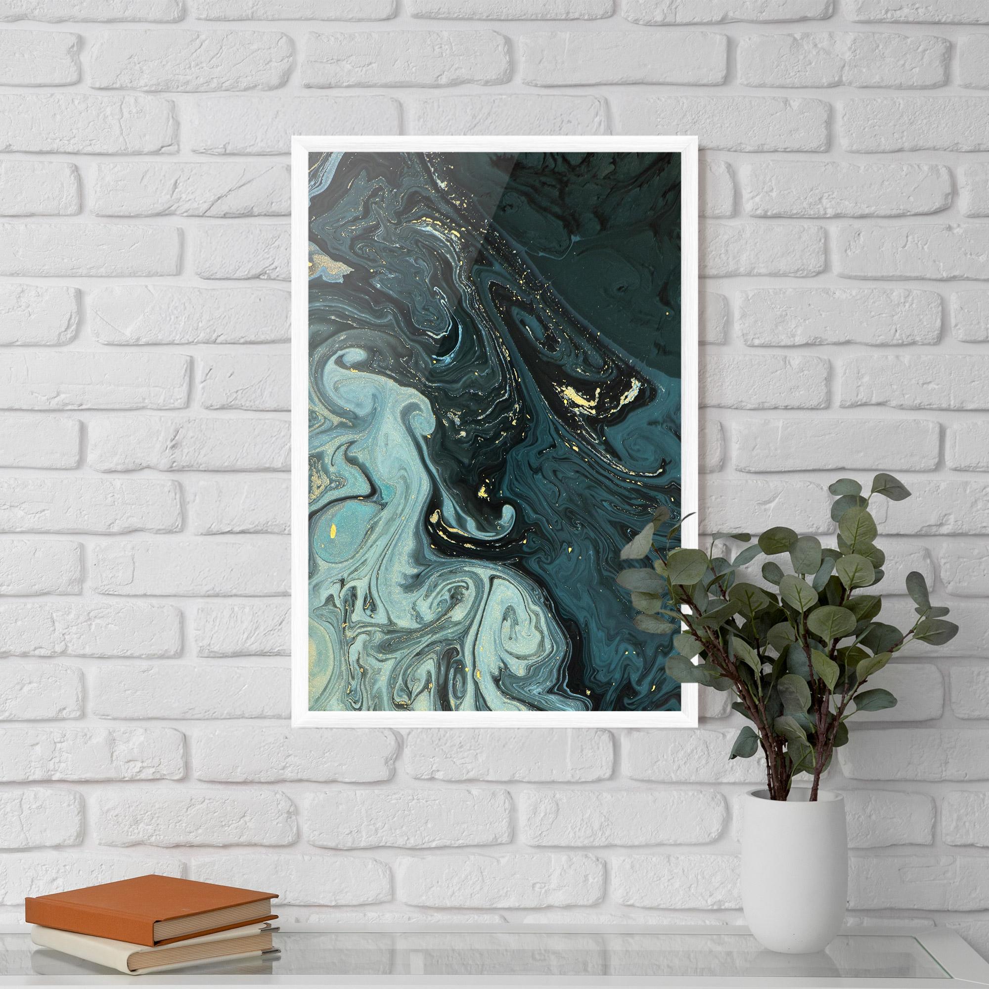 Рамкиран постер Dark Blue Golden Marble mockup 5