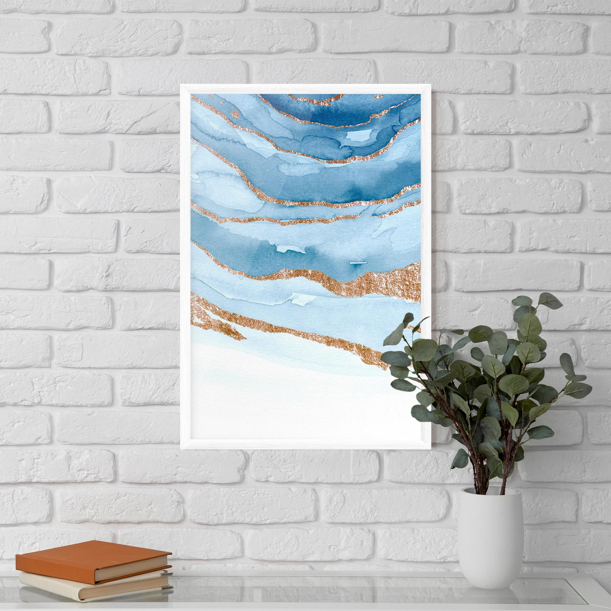 Рамкиран постер Golden Glitter Blue mockup 5