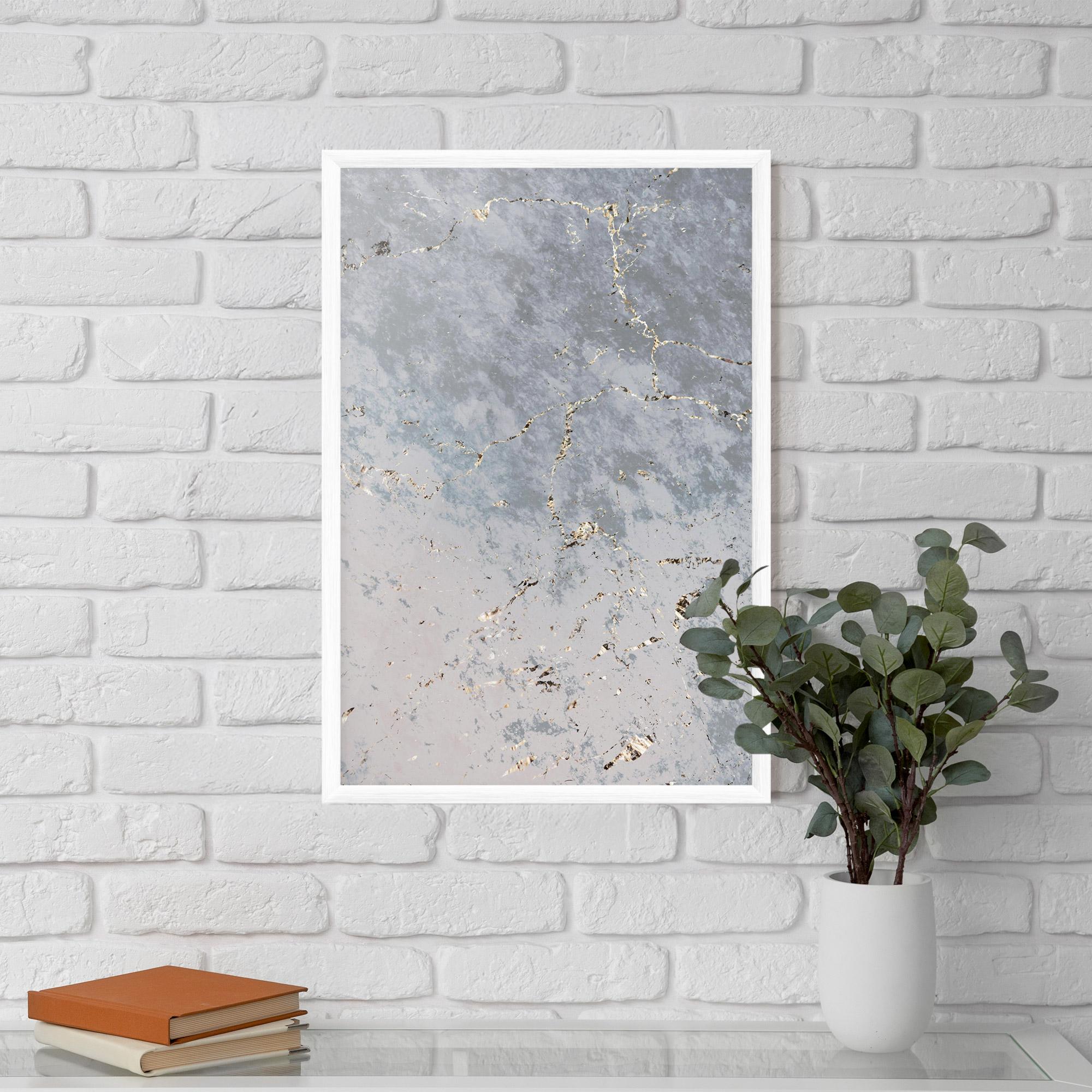 Рамкиран постер Light Blue Golden Lines mockup 5