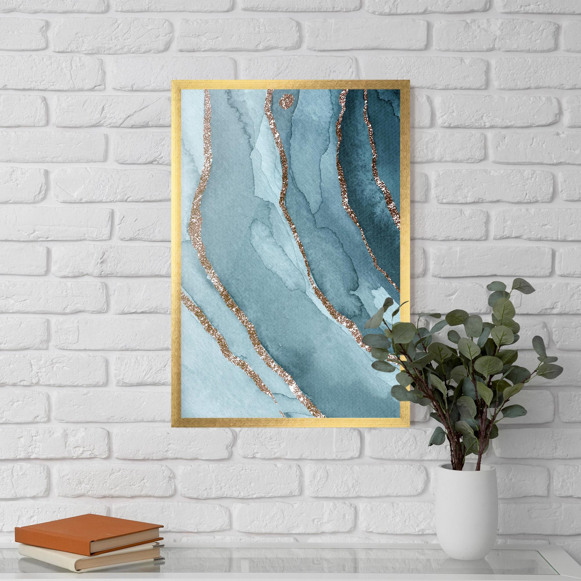 Рамкиран постер Blue Golden Glitter mockup 5