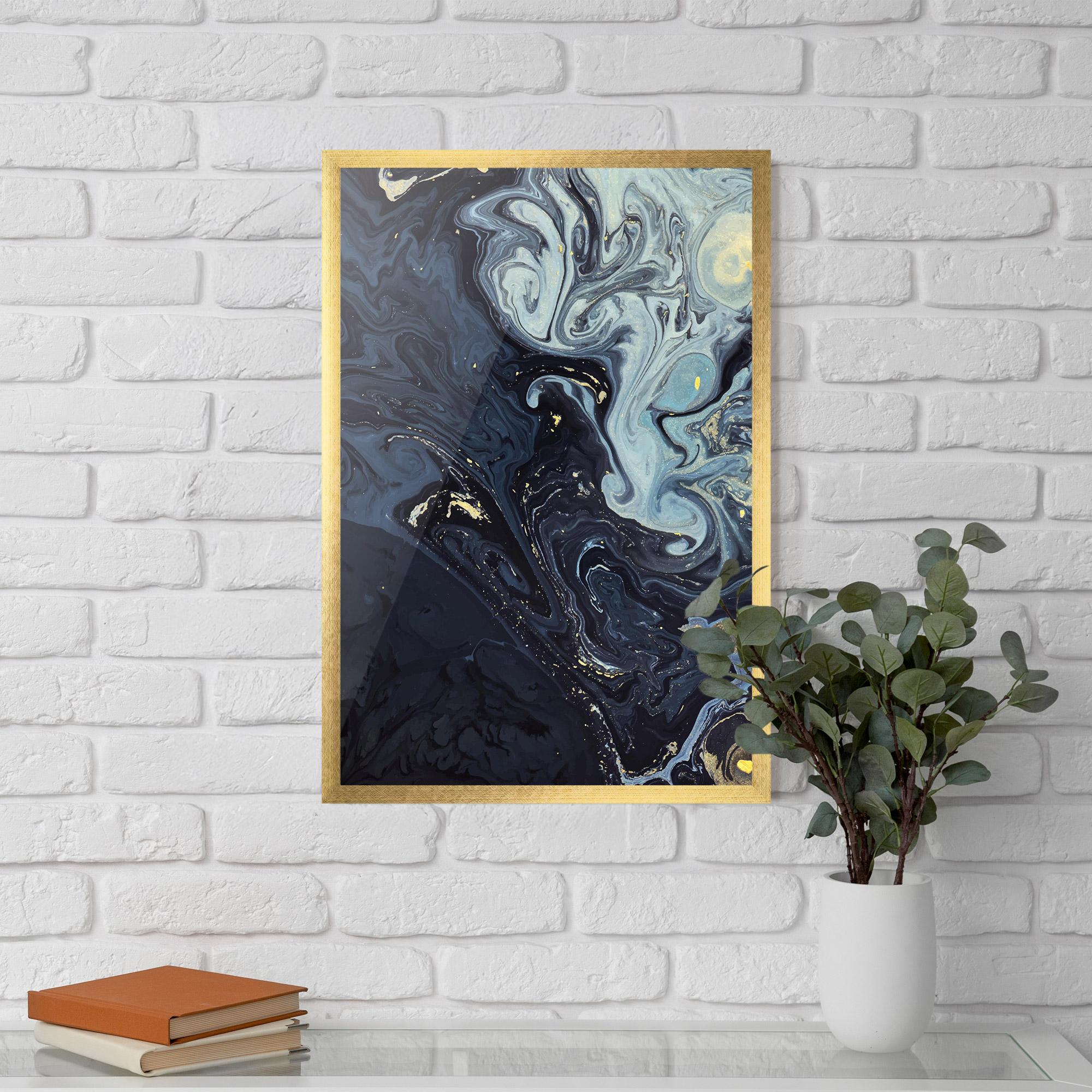 Рамкиран постер Dark Blue Painting mockup 5