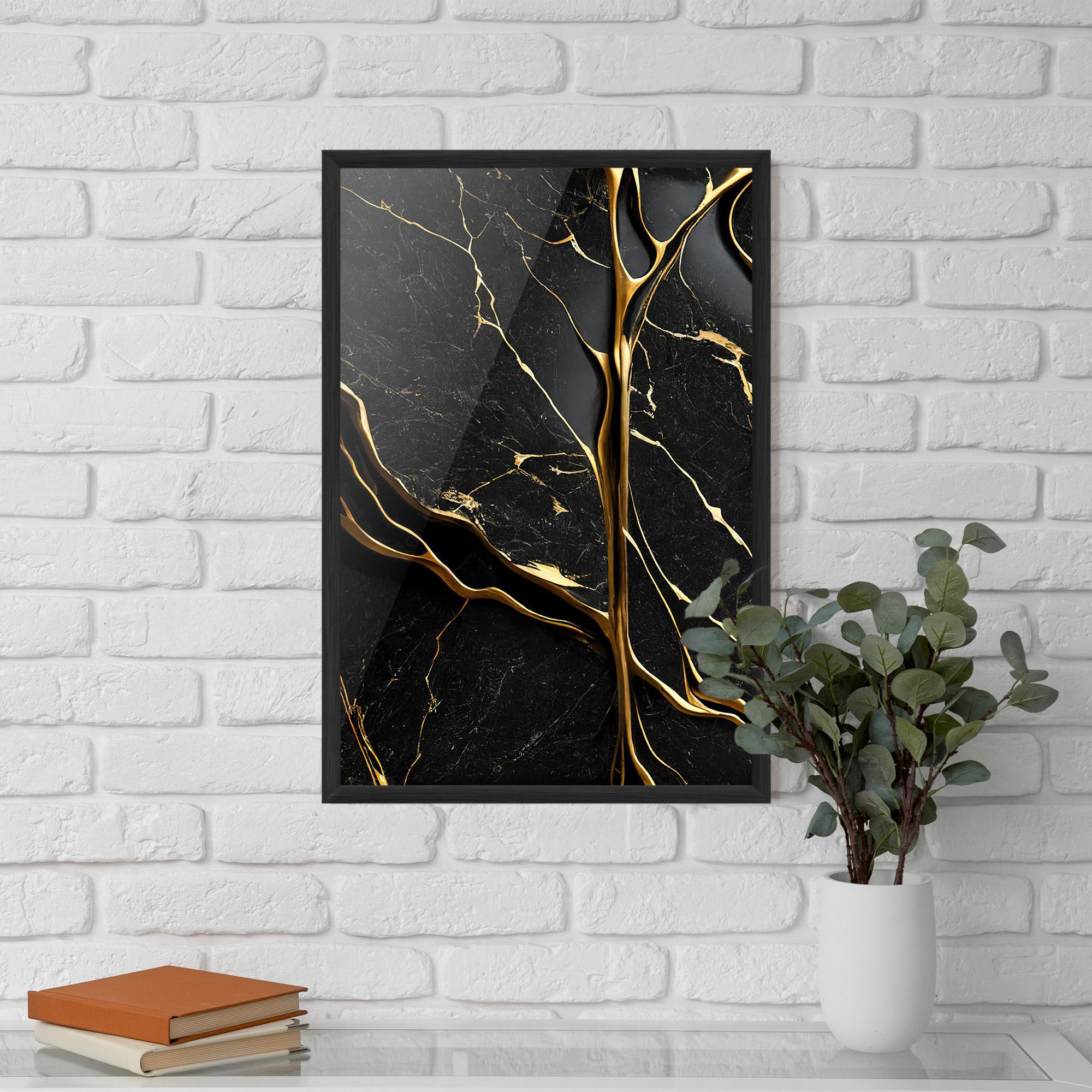 Рамкиран постер Black Square Marble mockup 5