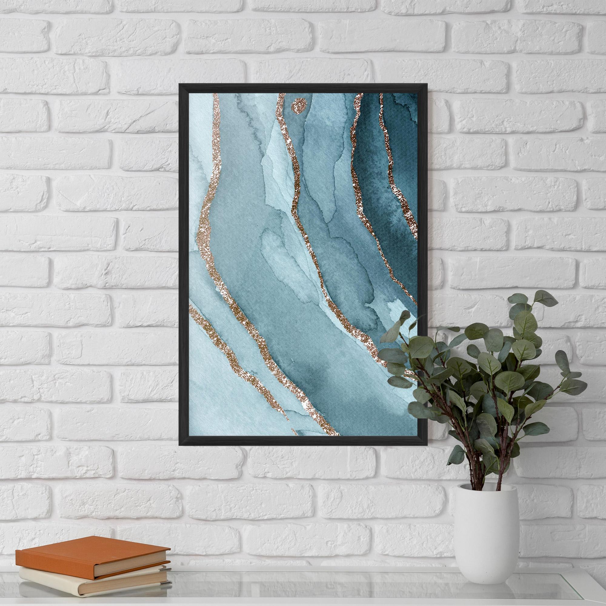 Рамкиран постер Blue Golden Glitter mockup 5