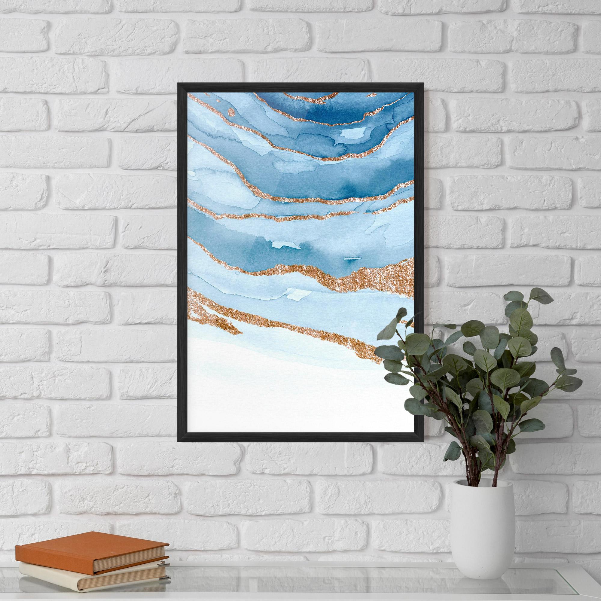 Рамкиран постер Golden Glitter Blue mockup 5