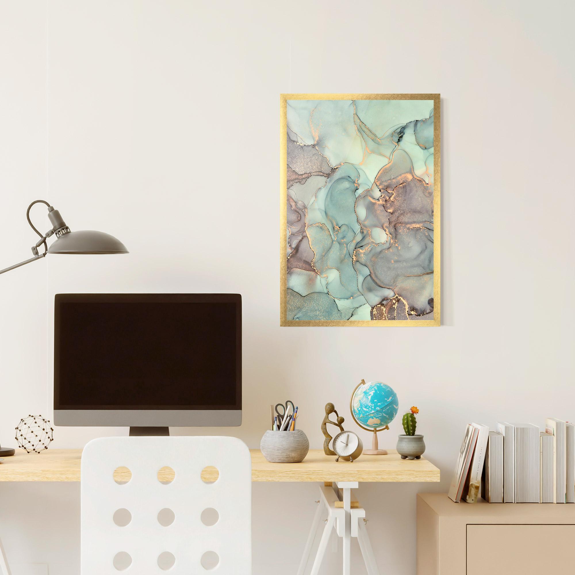 Рамкиран постер Abstract Turquoise Marble mockup 6