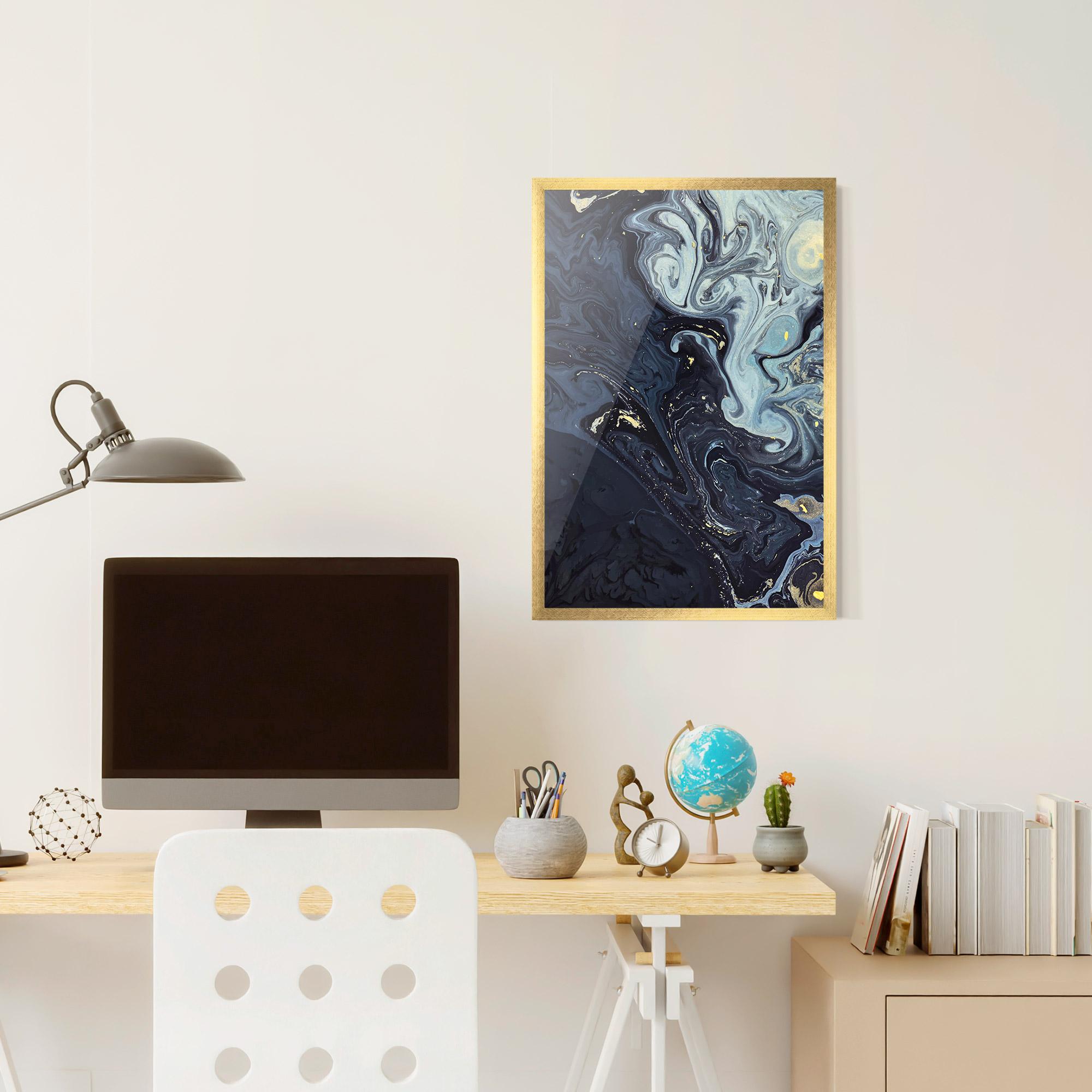 Рамкиран постер Dark Blue Painting mockup 6