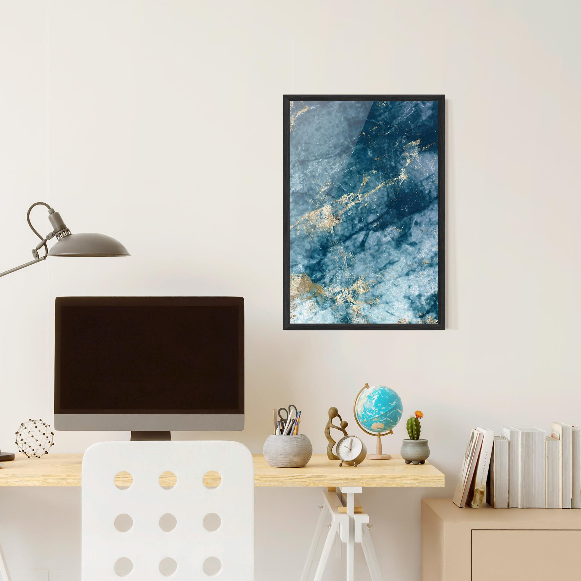 Рамкиран постер Blue Water Marble mockup 6