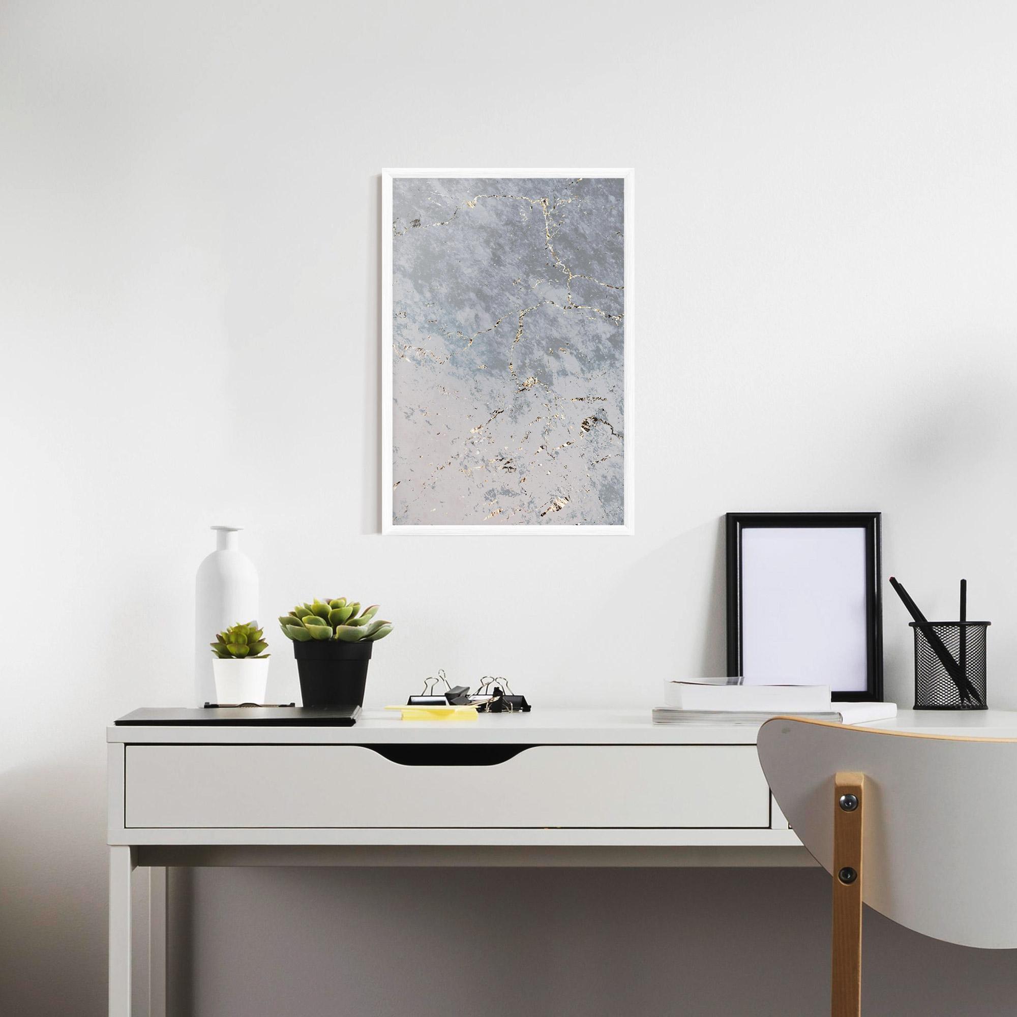 Рамкиран постер Light Blue Golden Lines mockup 7