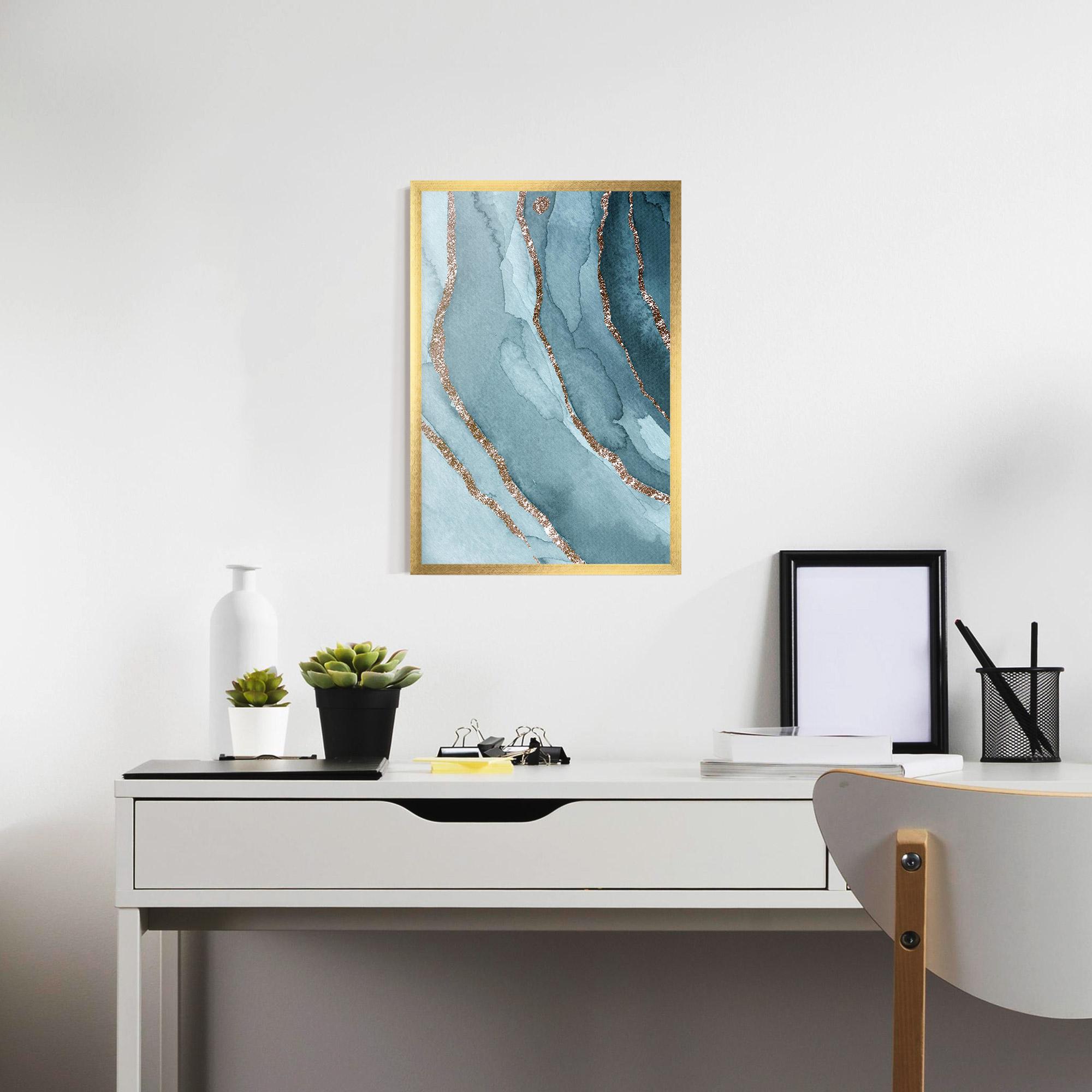 Рамкиран постер Blue Golden Glitter mockup 7