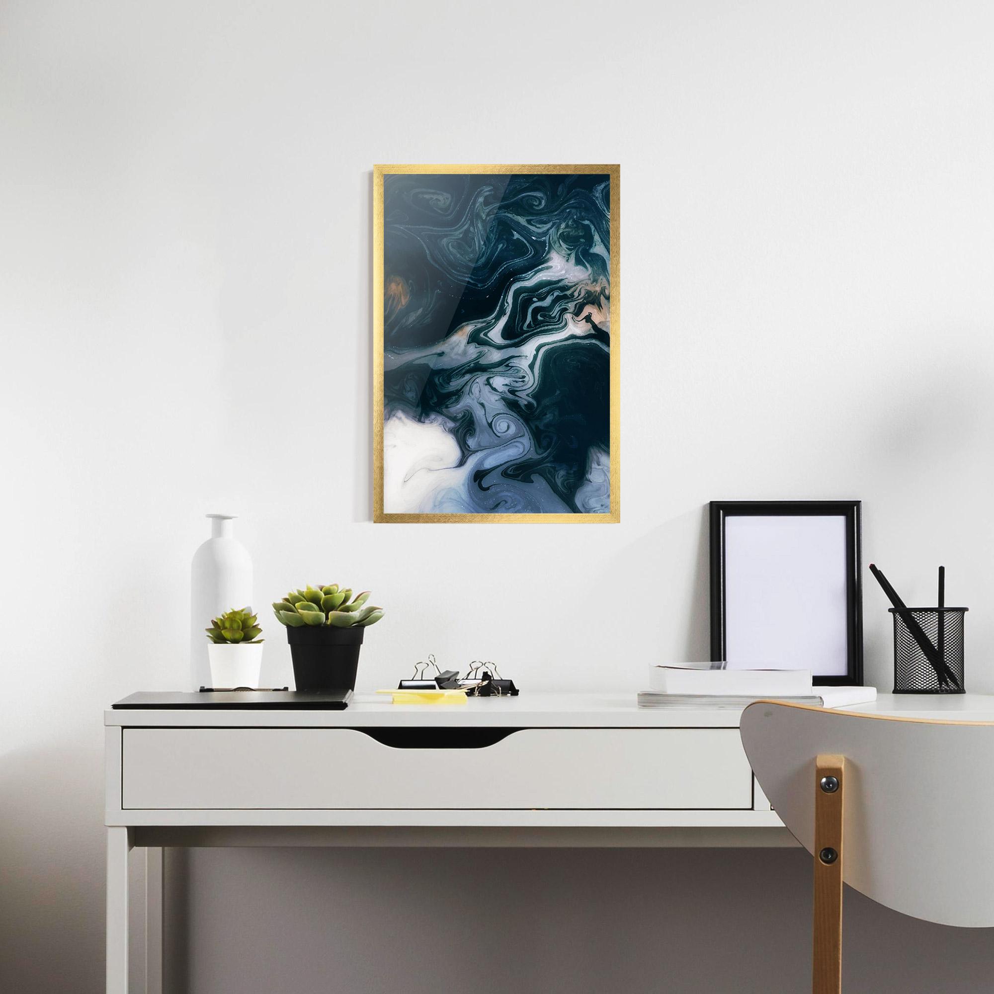 Рамкиран постер Dark Blue With White mockup 7