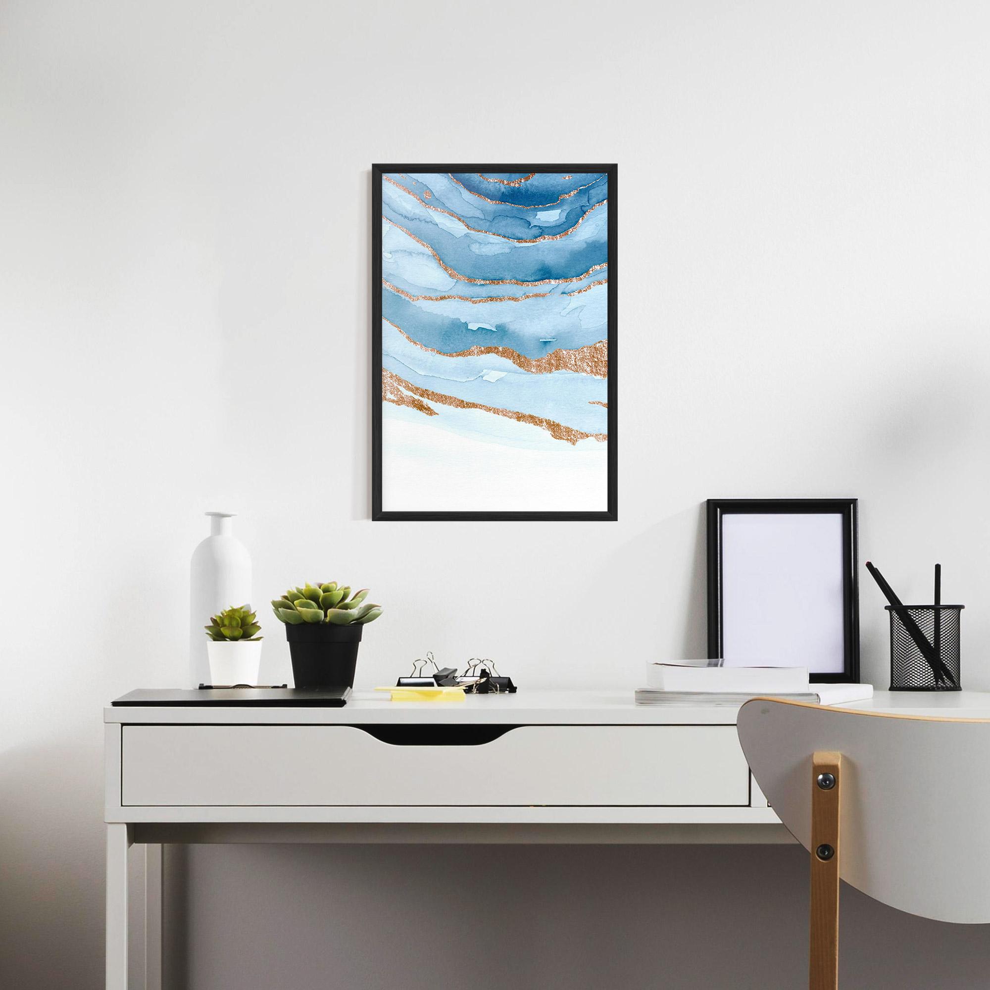 Рамкиран постер Golden Glitter Blue mockup 7