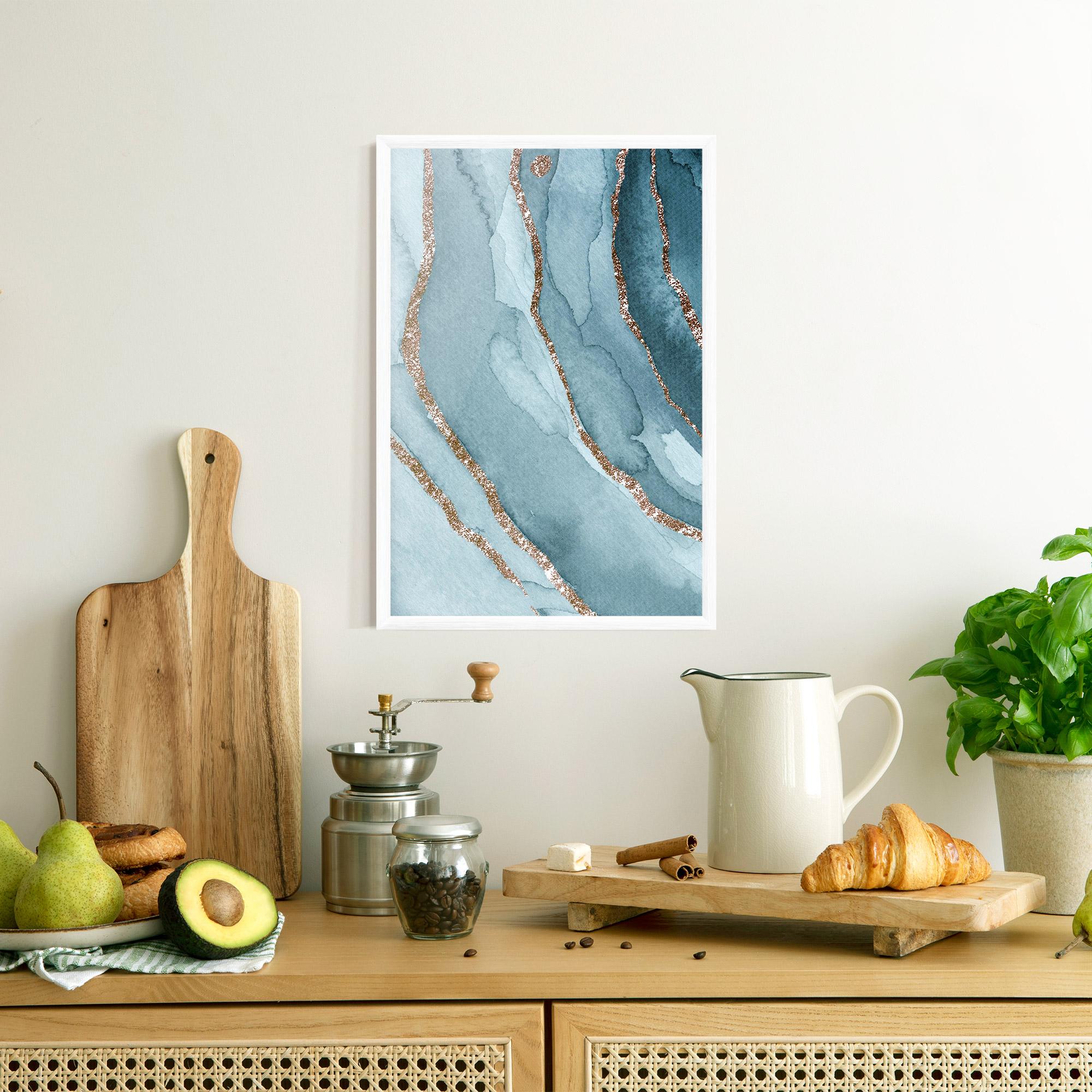 Рамкиран постер Blue Golden Glitter mockup 8