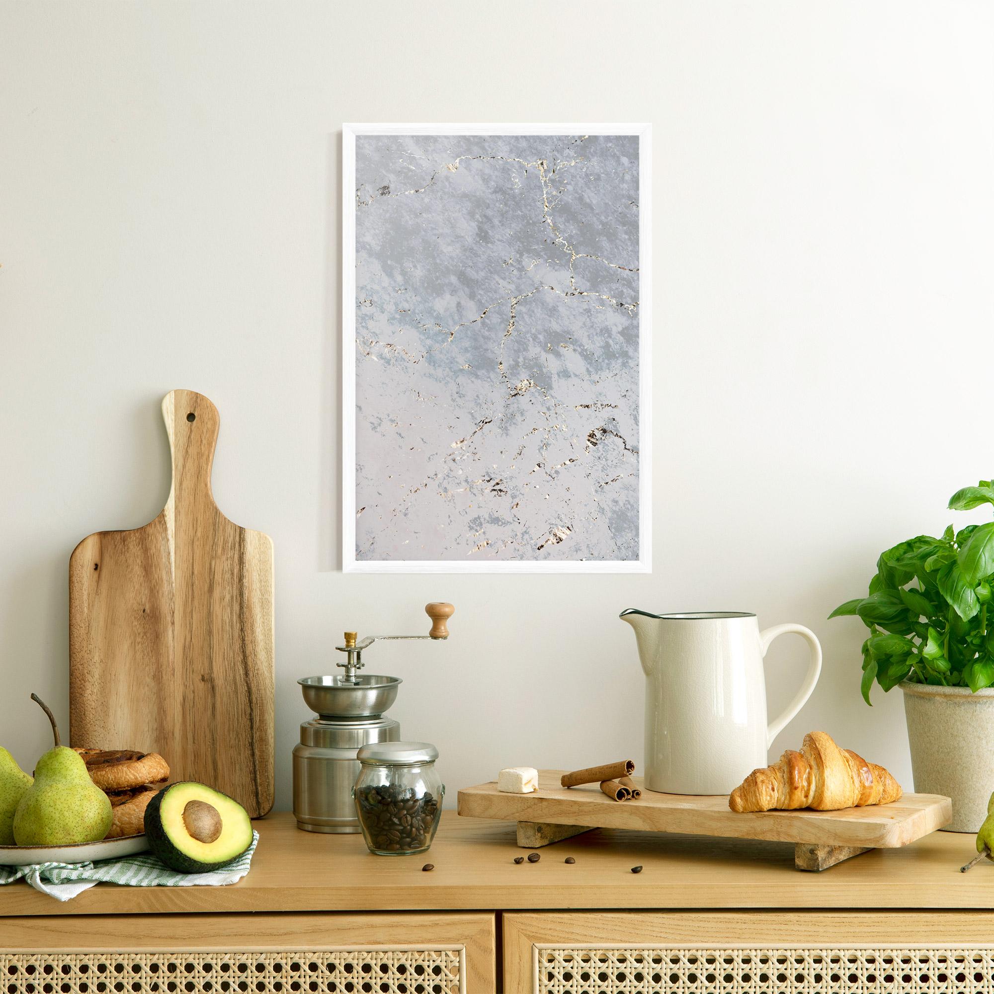 Рамкиран постер Light Blue Golden Lines mockup 8