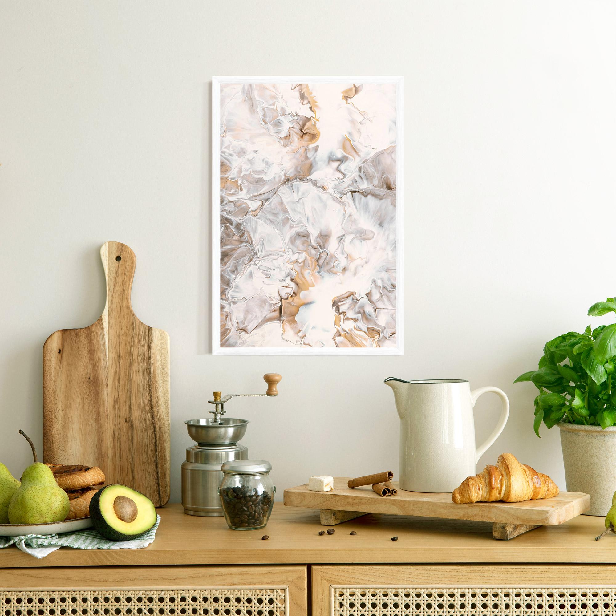Рамкиран постер White Gold Abstract mockup 8