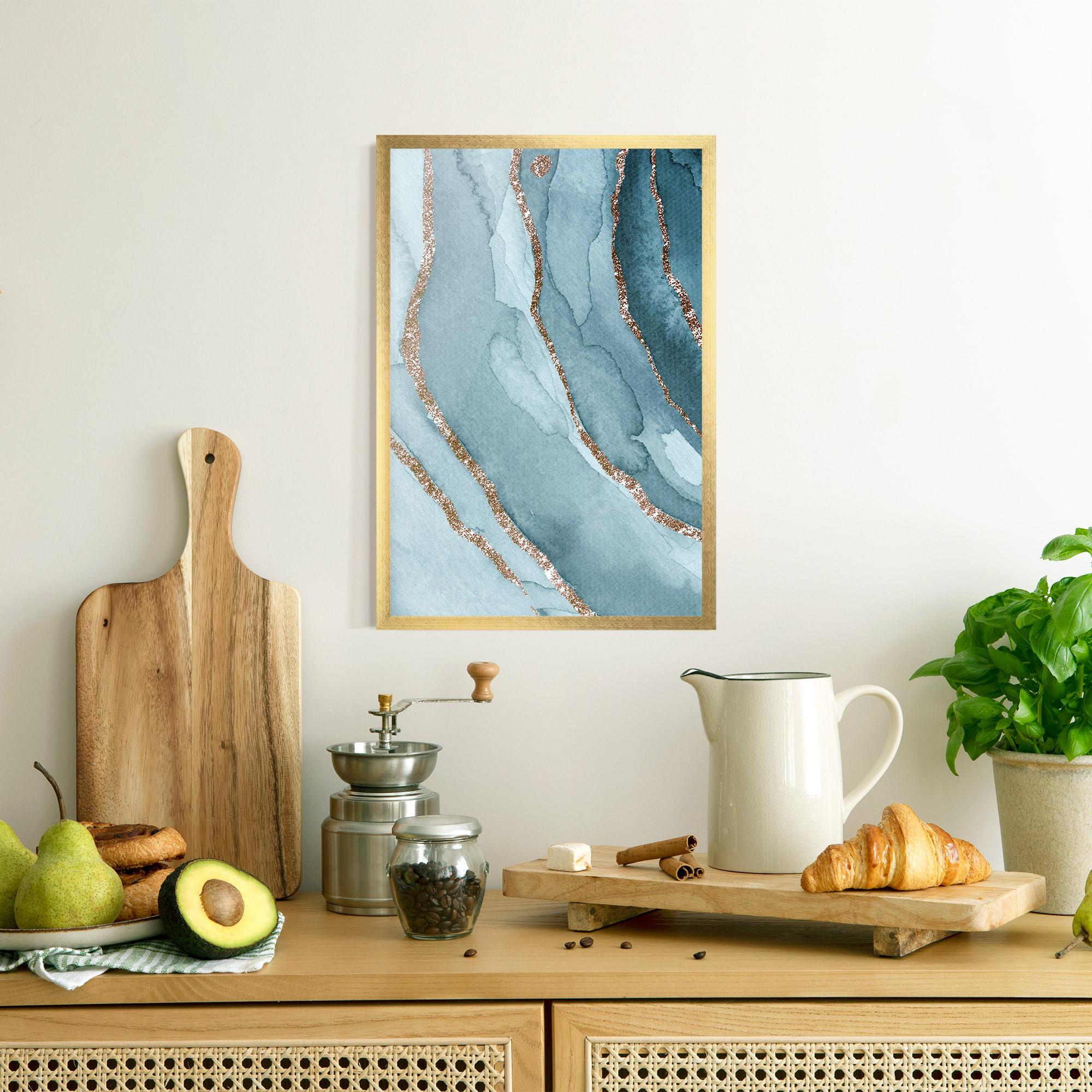 Рамкиран постер Blue Golden Glitter mockup 8